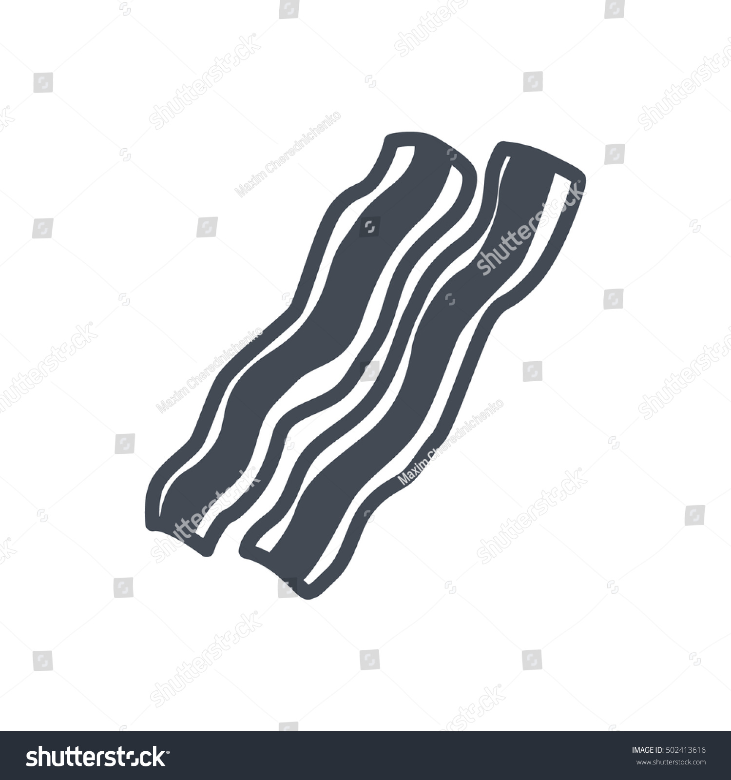 dark bacon slices on white background clip art preview