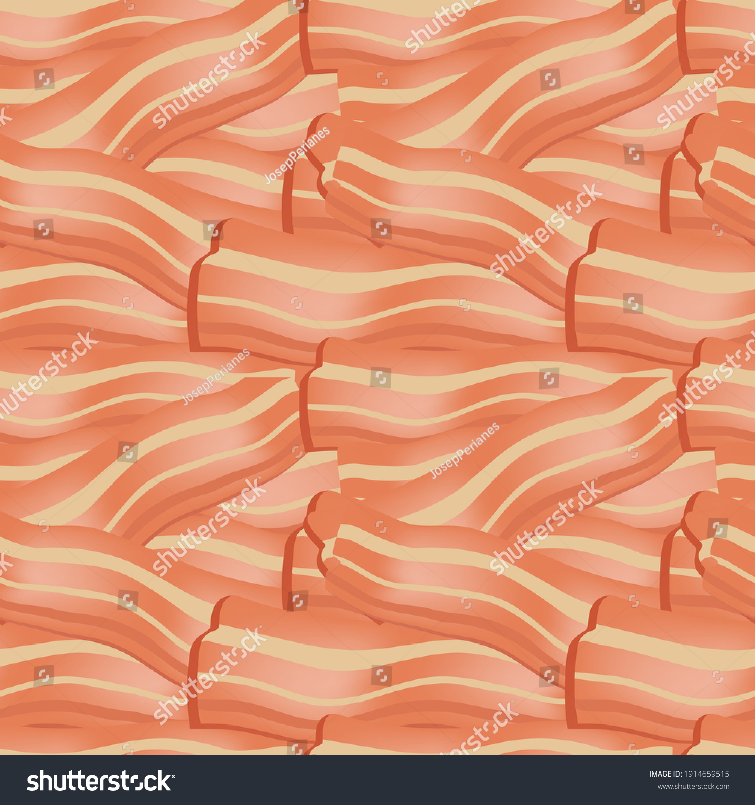 Bacon Strip Crispy Emoji Pattern Traditional Stock Vector (Royalty Free