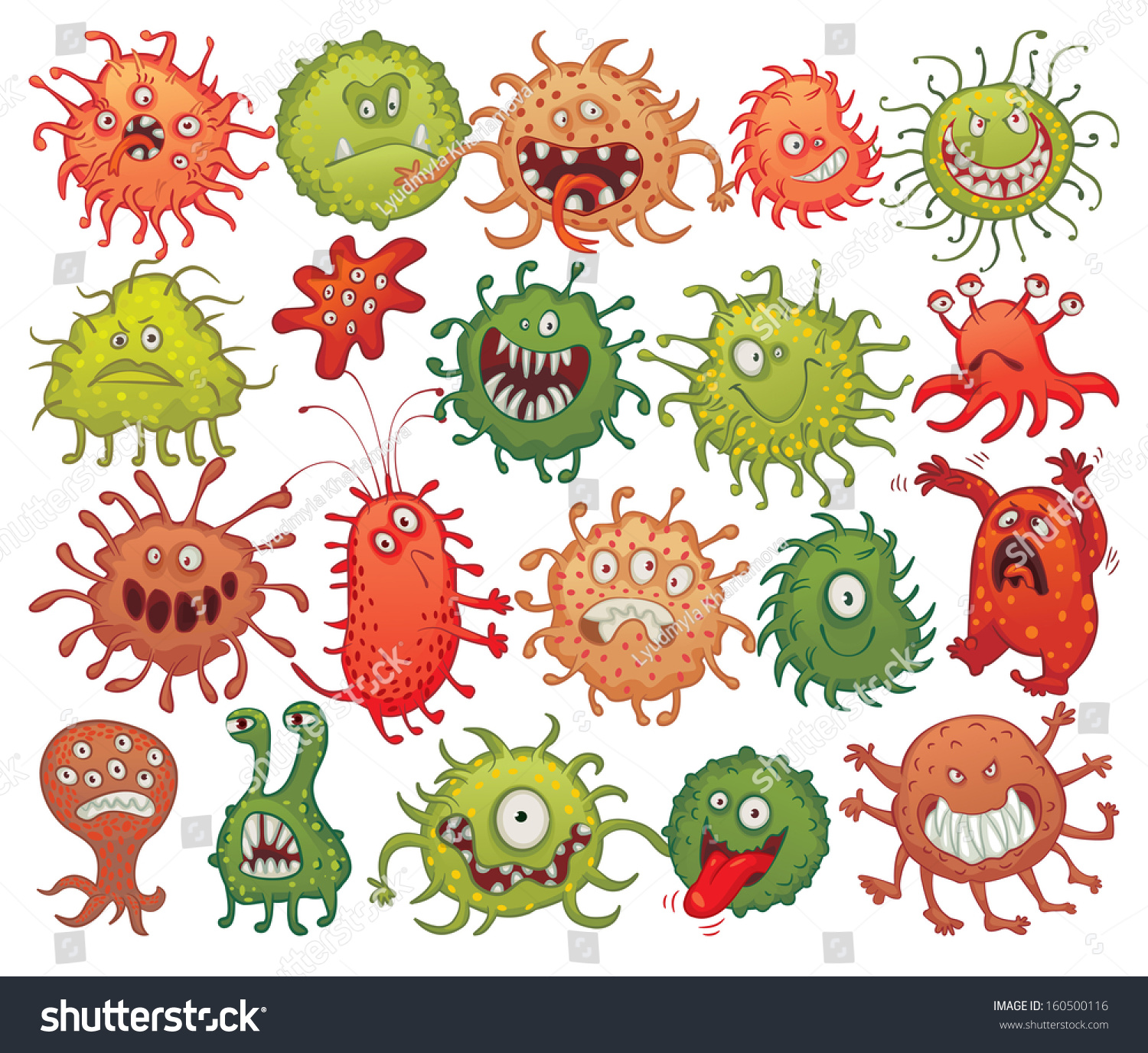 Bacteria Set Vector Illustration Isolated On Stock Vector 160500116 ...