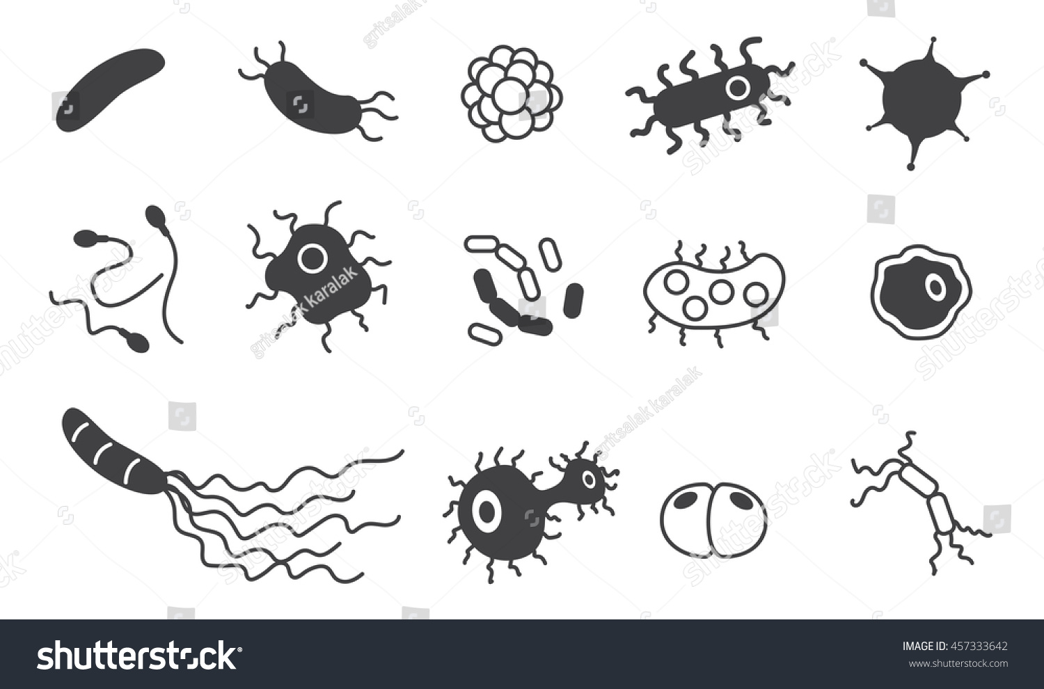 Bacteria Superbug Virus Icons Vector Set Stock Vector (Royalty Free ...