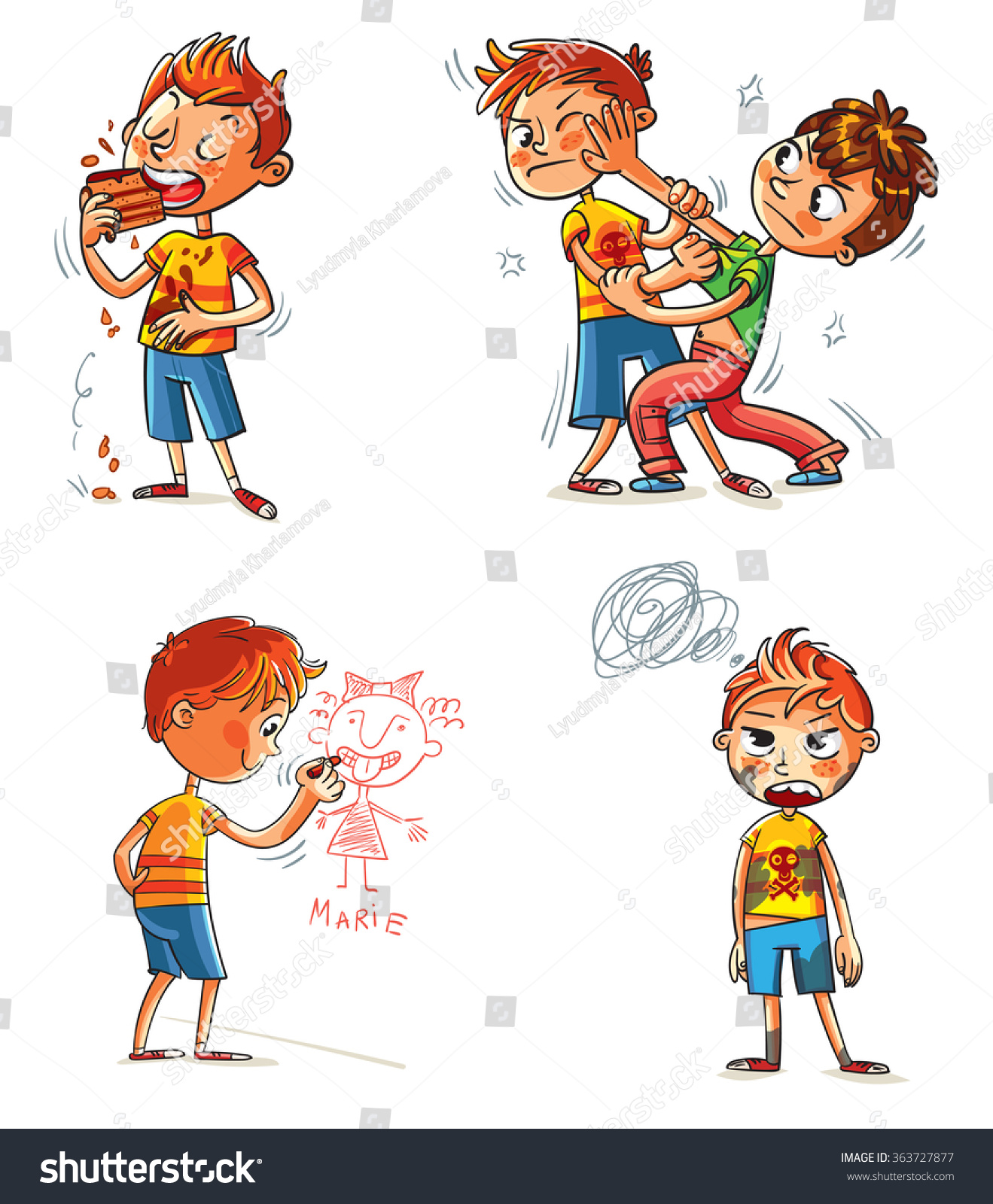 Bad Behavior Two Schoolboys Fighting Boy Stock Vector 363727877 ...