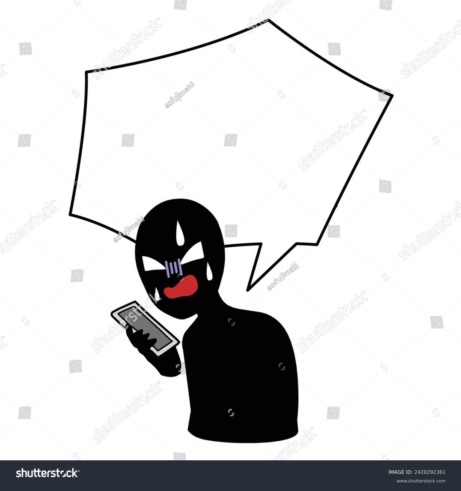 SVG of Bad guy with a smartphone and speech bubble material svg