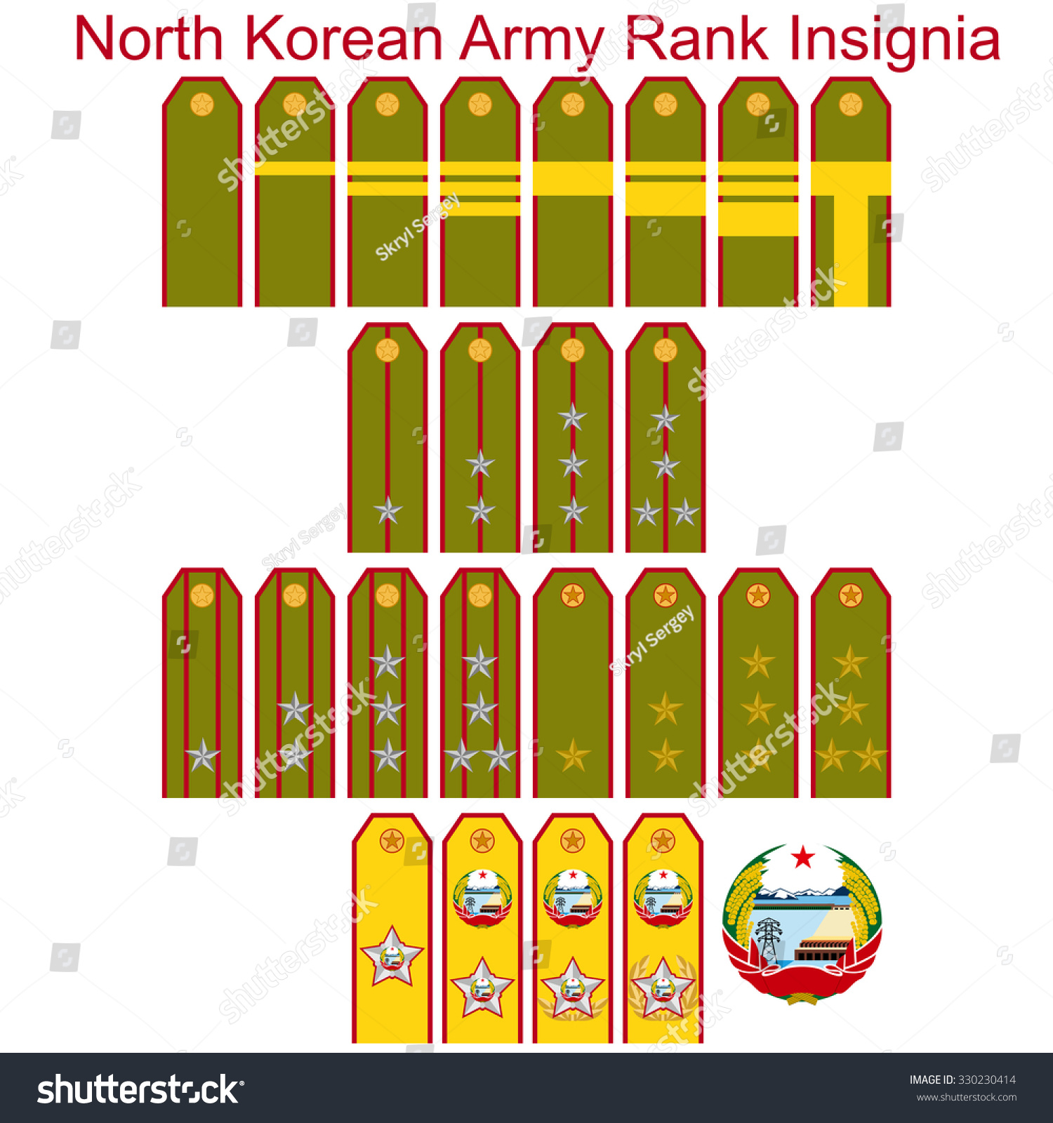 Badge Ranks Armed Forces North Korea Stock Vector 330230414 - Shutterstock