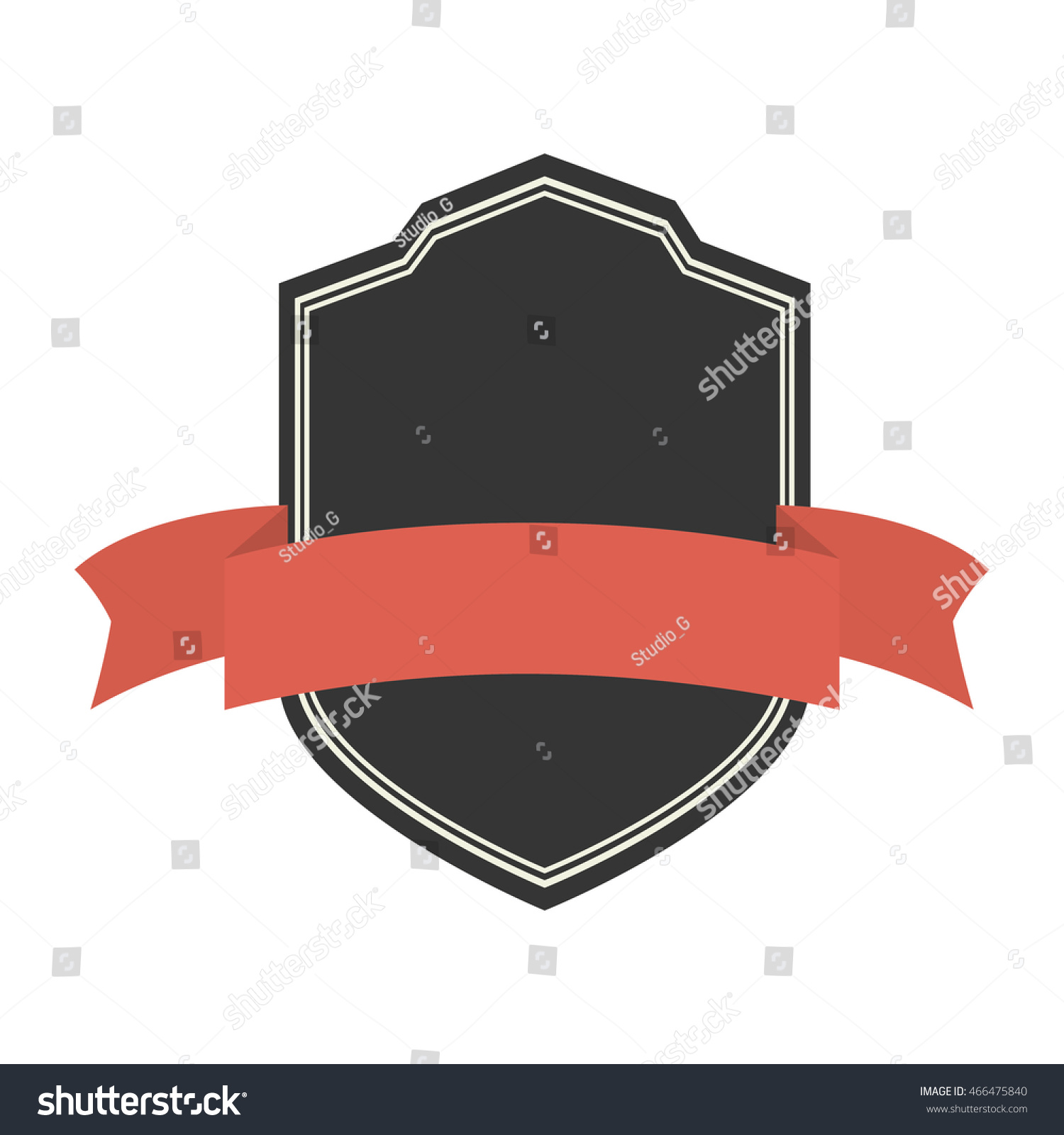 Badge Ribbon Shield Isolated Vintage Icon Stock Vector 466475840 ...