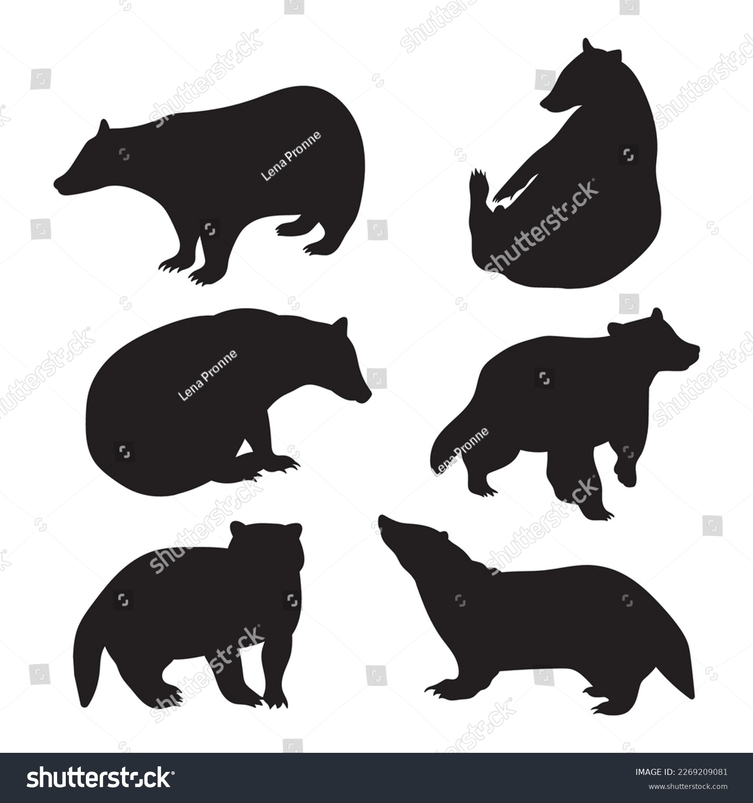 SVG of Badger set silhouette animals, stencil templates for design svg