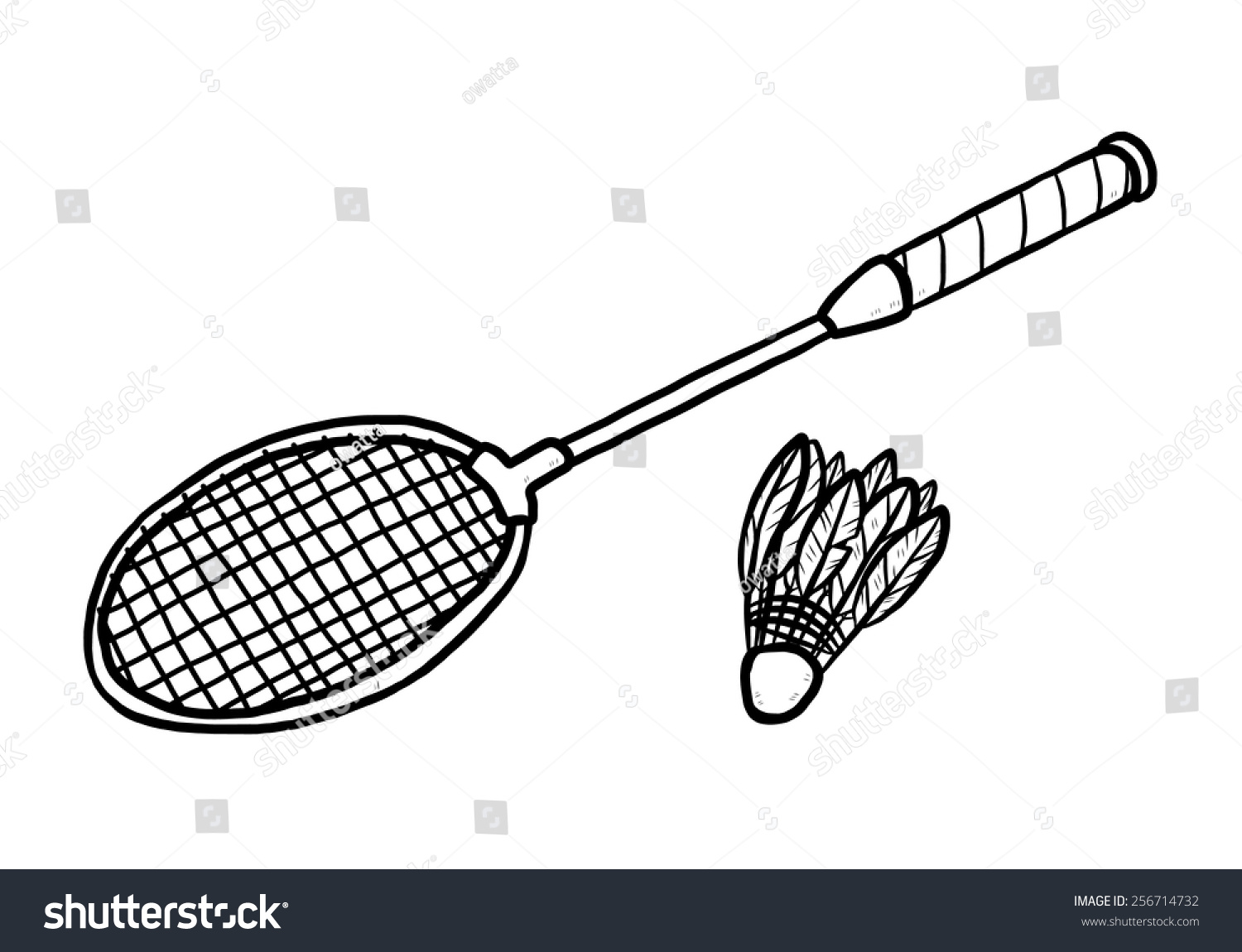 Badminton Equipment Cartoon Vector Illustration Black Stock Vector ...