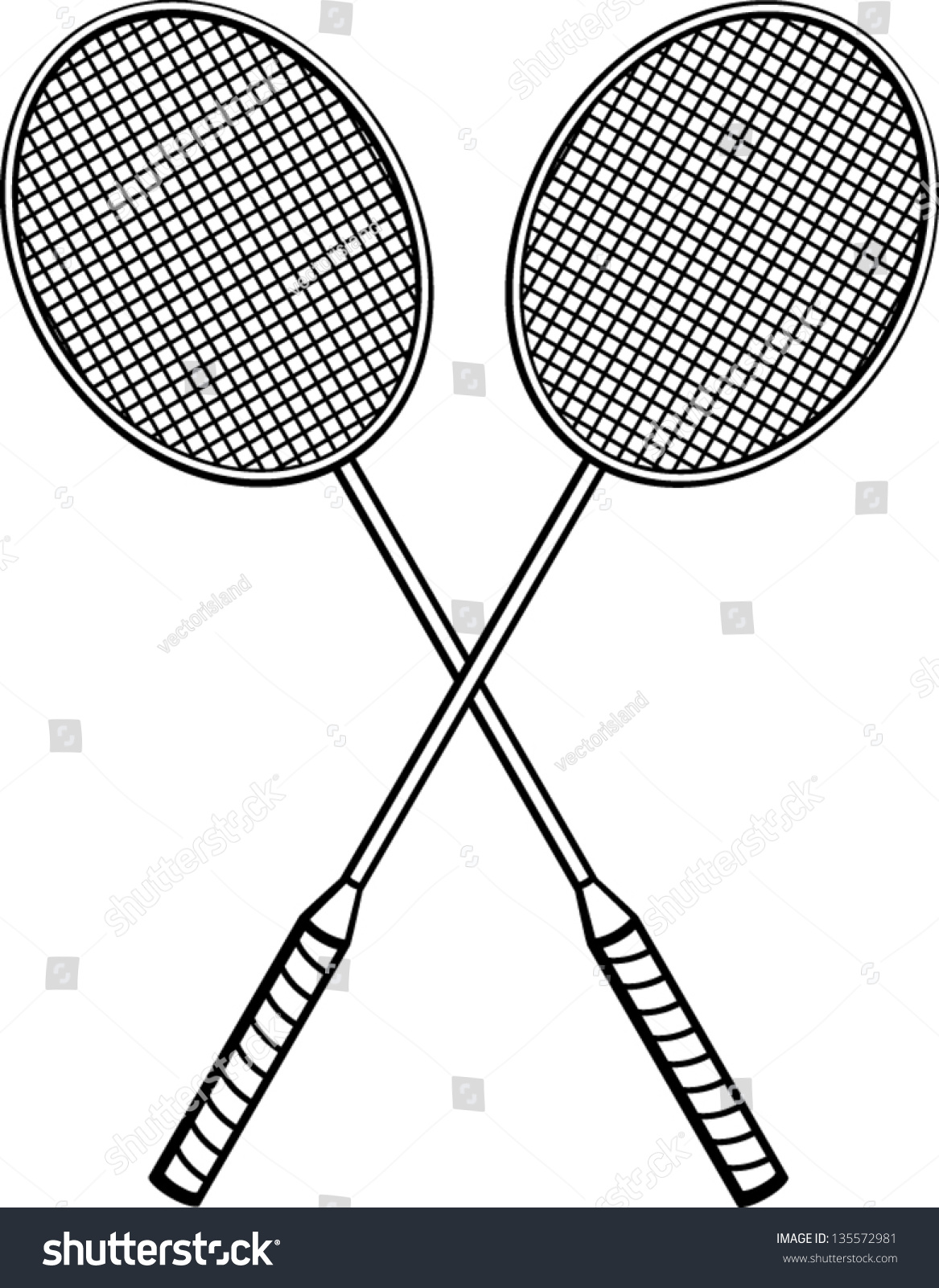 Badminton Racquets Stock Vector 135572981 - Shutterstock