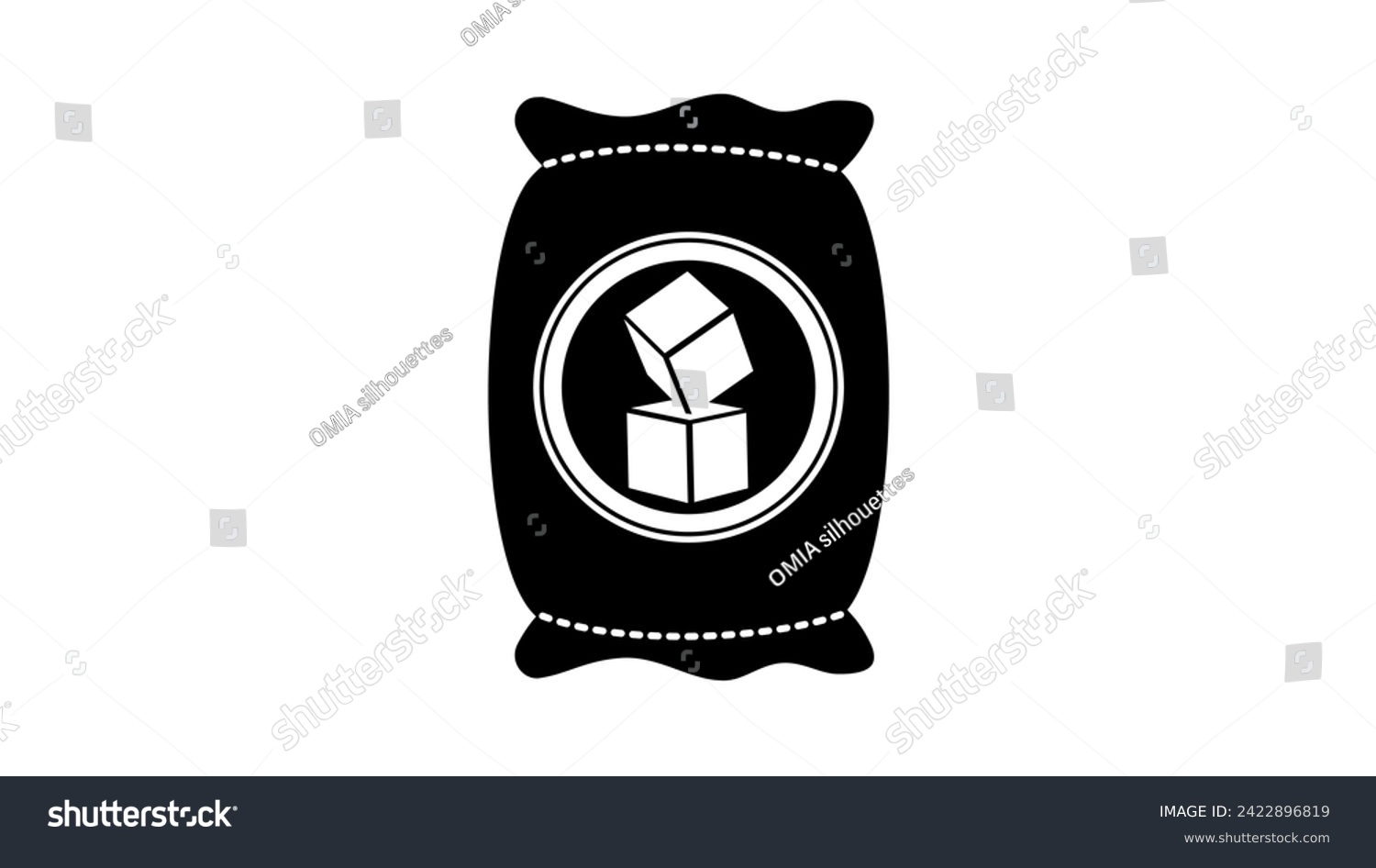 SVG of Bag of sugar, black isolated silhouette svg