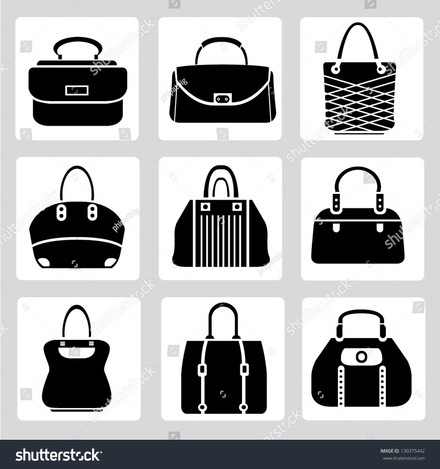 Bag Set Stock Vector Illustration 130375442 : Shutterstock