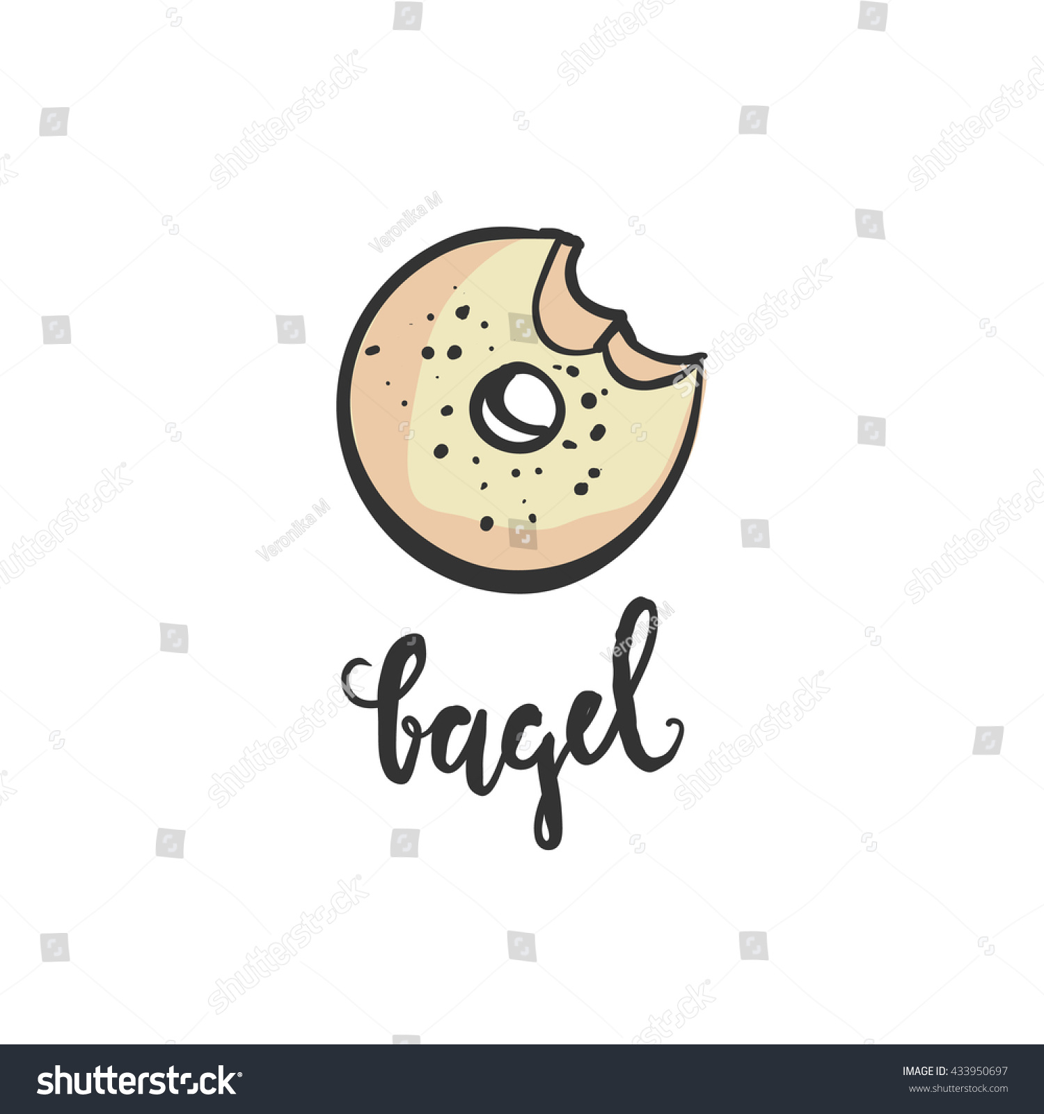 Bagel Hand Drawn Illustration Bagel Logo Stock Vector (Royalty Free ...