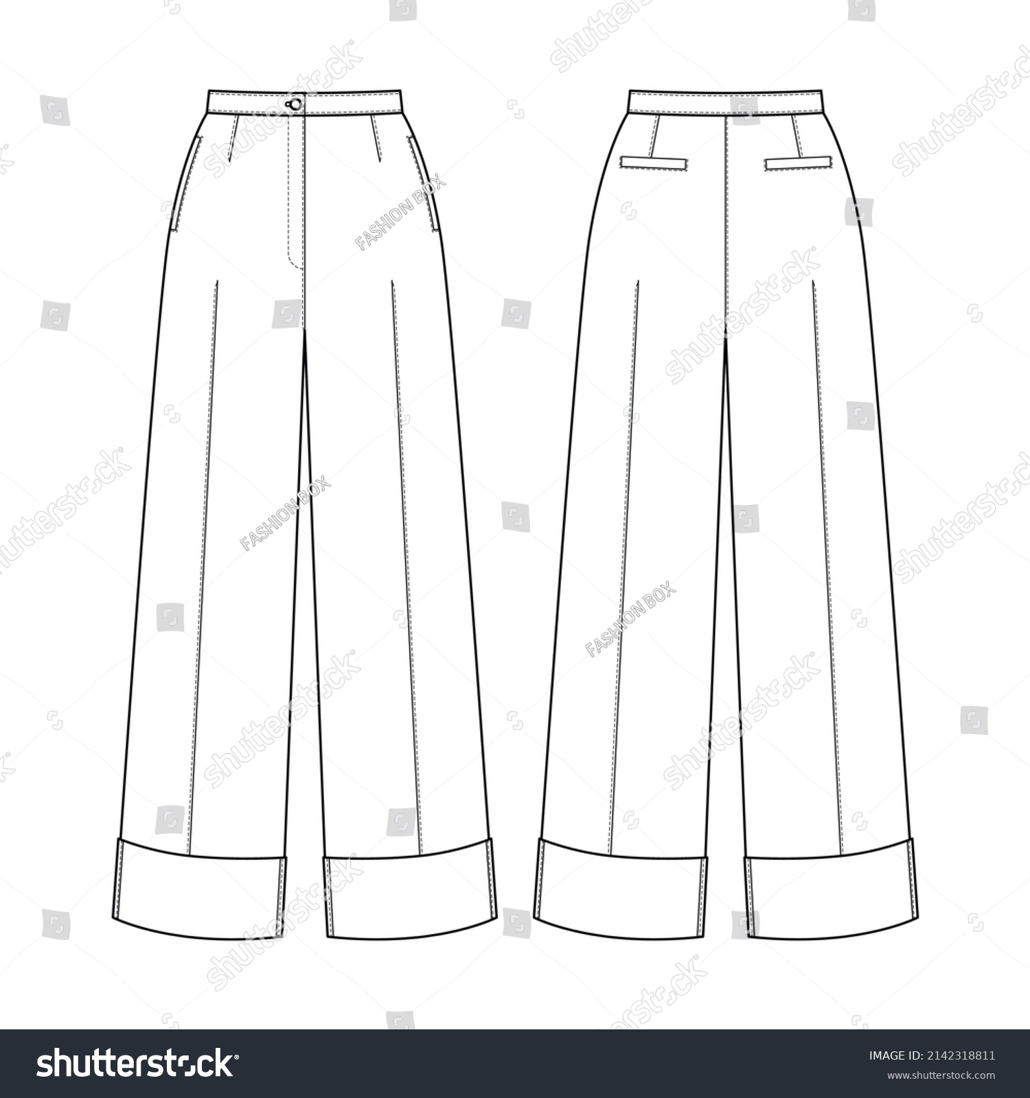 Baggy Bottoms Fashion Flat Sketch Fashion Stock Vector (Royalty Free ...