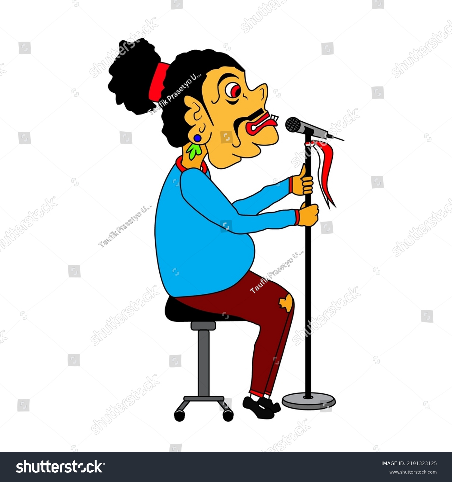 SVG of Bagong is one of the puppet characters in Indonesia, he is singing svg