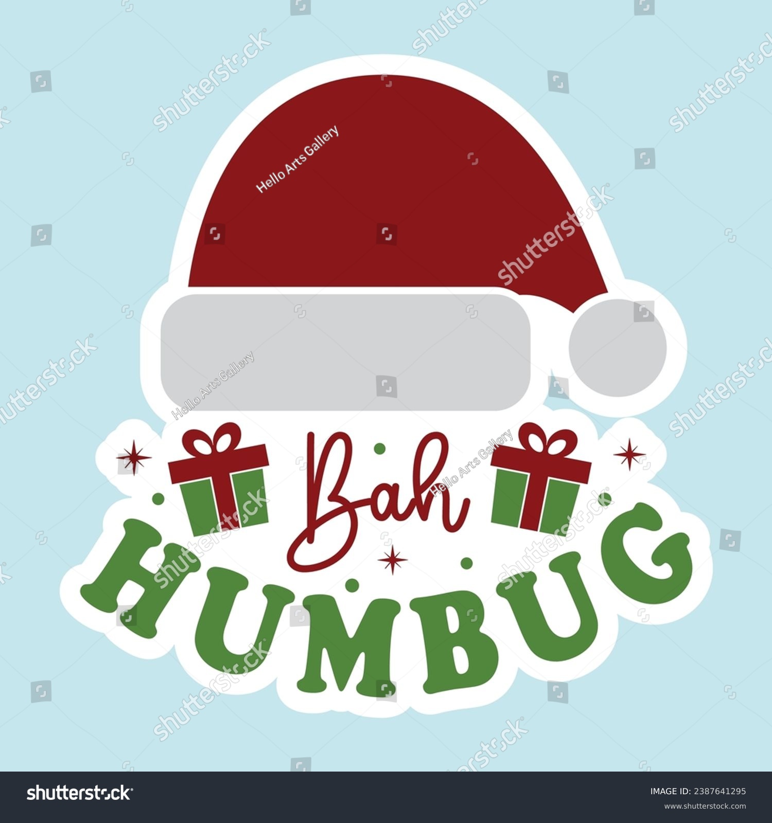 SVG of Bah Humbug Sticker Design, Christmas Stickers Bundle svg