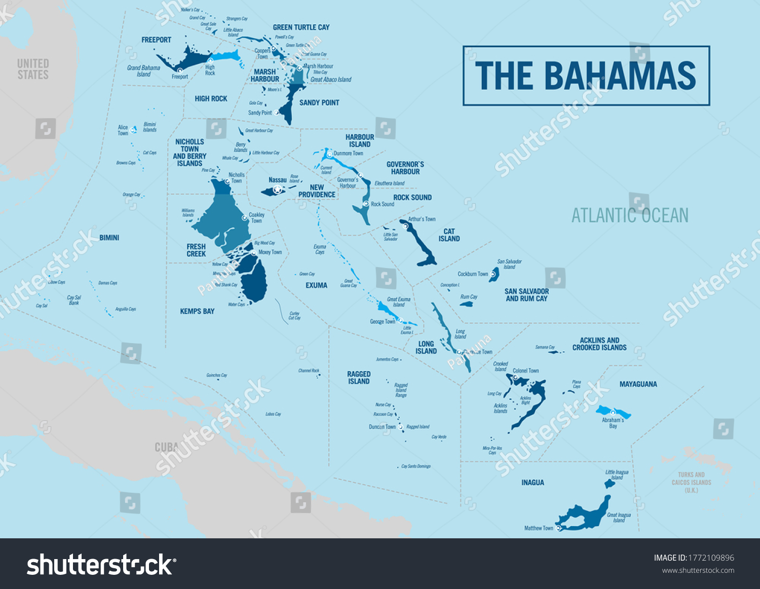 Detailed Map Of Bahamas Bahamas Islands Country Political Map Detailed Stock Vector (Royalty Free)  1772109896 | Shutterstock