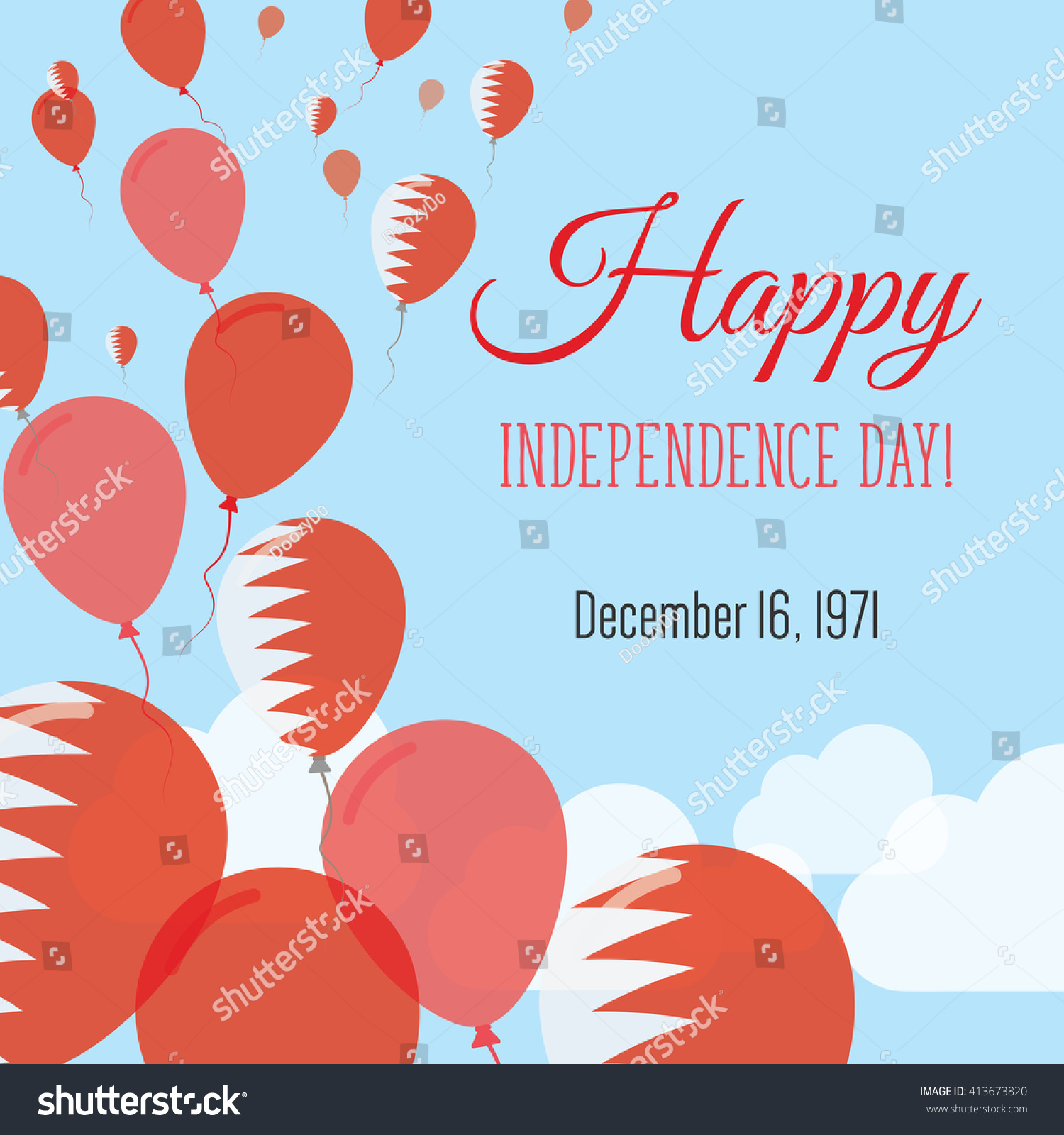 Bahrain Independence Day Greeting Card Flying Stock Vector (Royalty ...