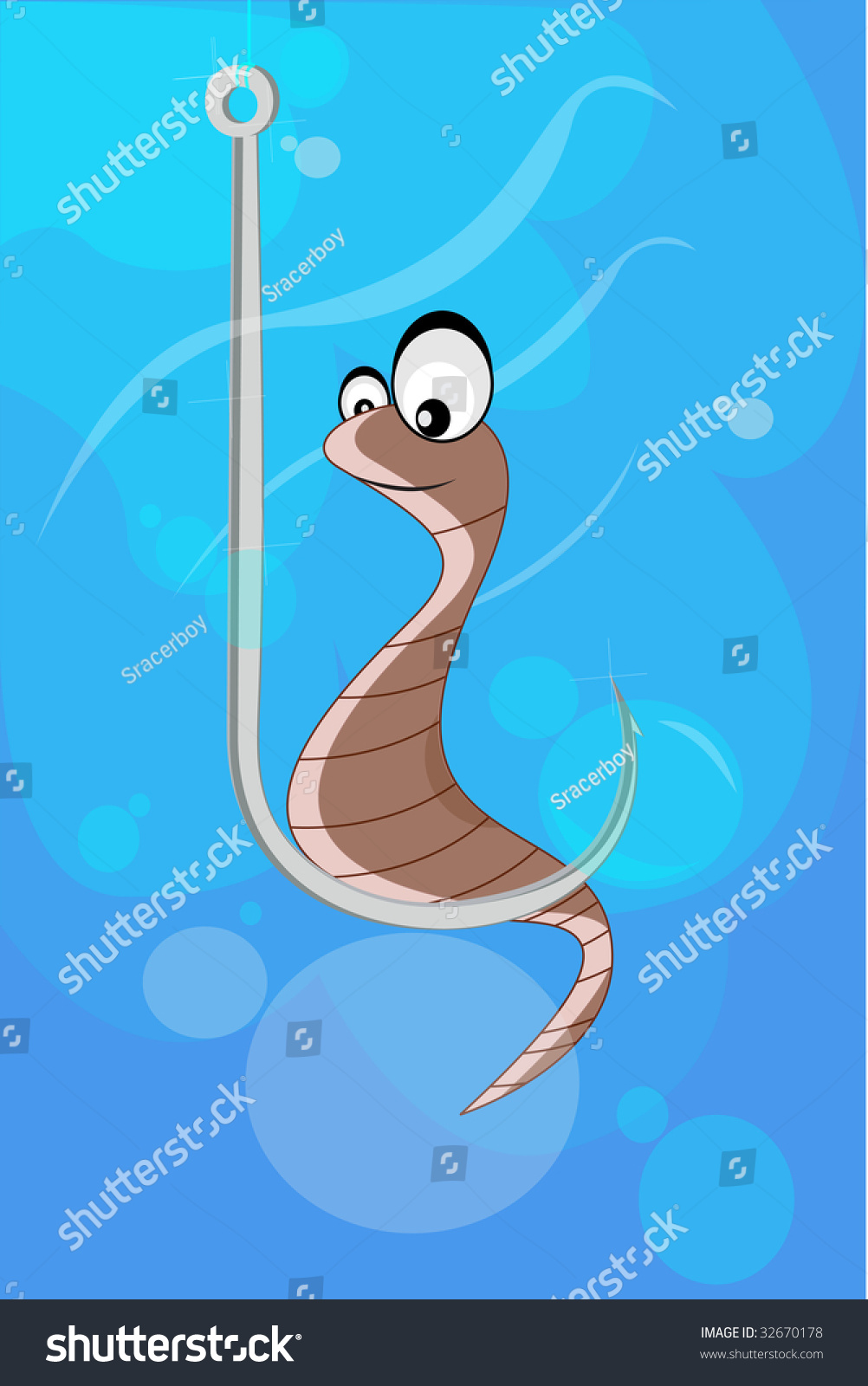 Bait Worm On Hook Stock Vector Illustration 32670178 : Shutterstock