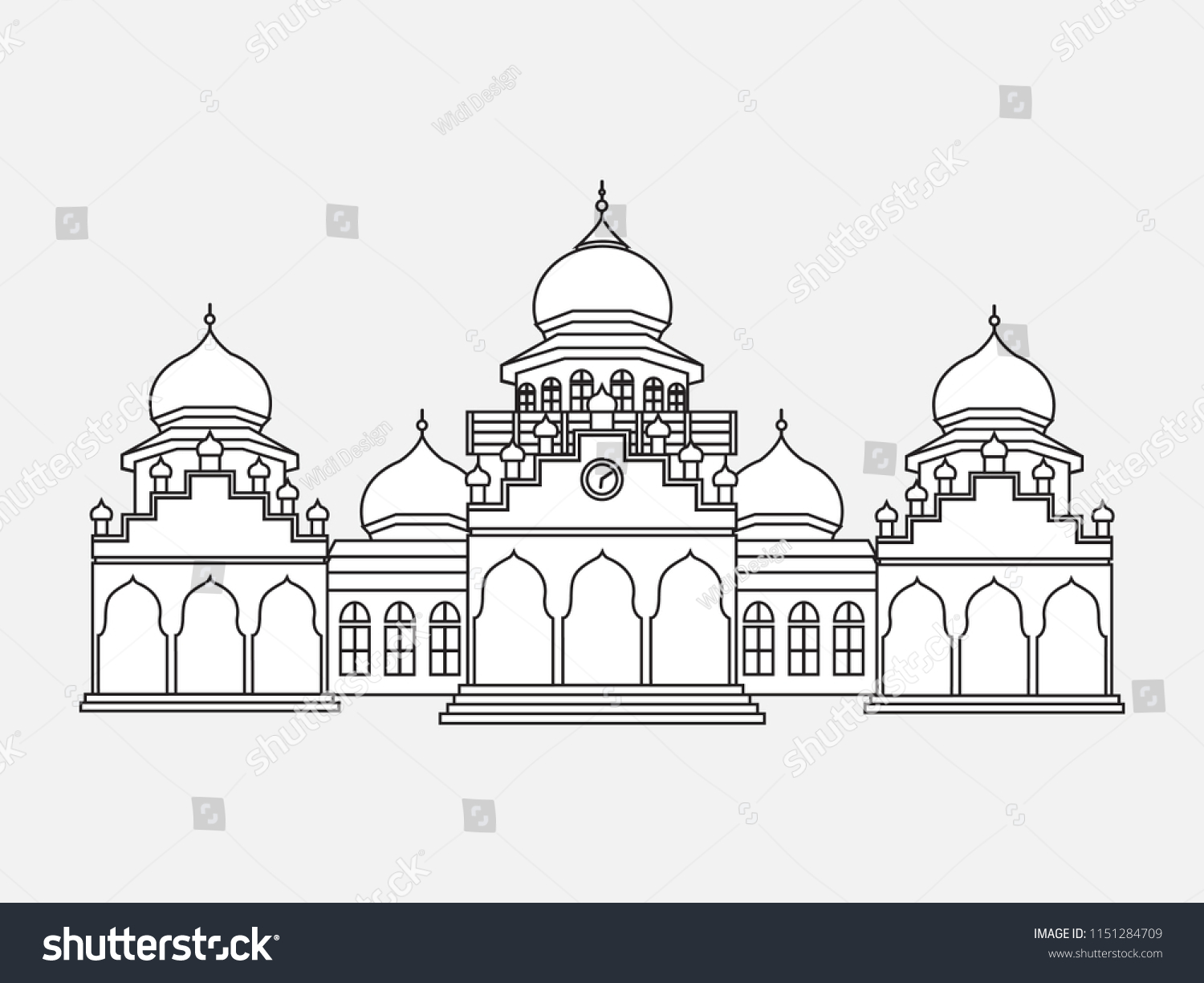SVG of Baiturrahman mosque, big mosque in Banda Aceh city Indonesia svg