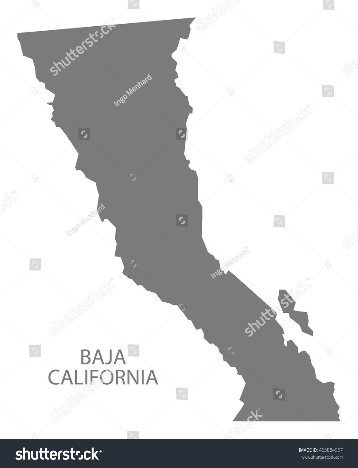 Baja California Mexico Map Grey Stock Vector (Royalty Free) 465884957