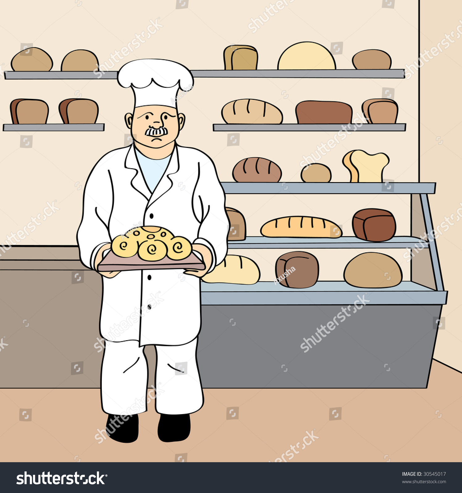 Baker Fresh Round Loaf Her Clean Stock Vector (Royalty Free) 30545017