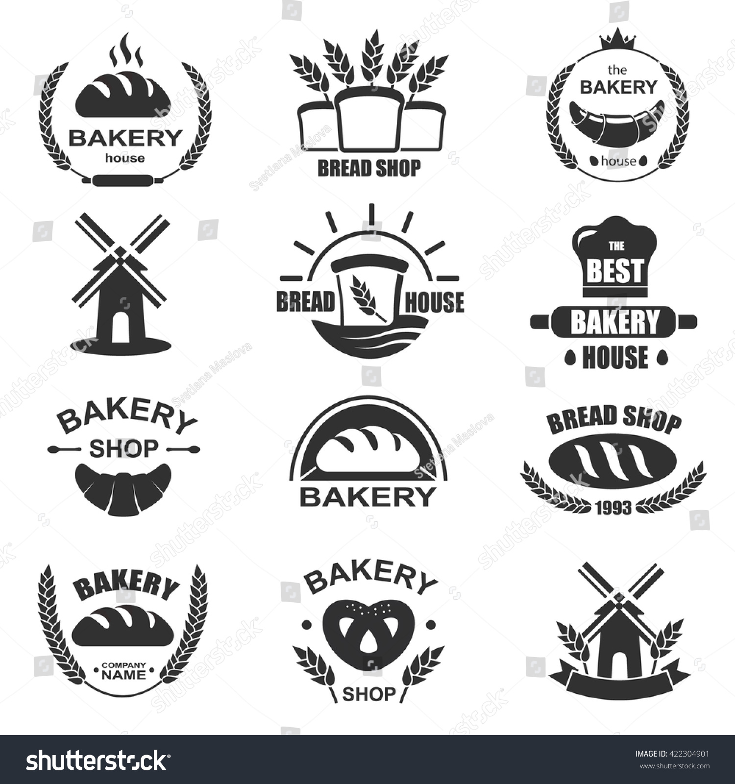 Bakery Logos Fresh Bread Pretzel Loaf เวกเตอร์สต็อก ปลอดค่าลิขสิทธิ์ 422304901 Shutterstock