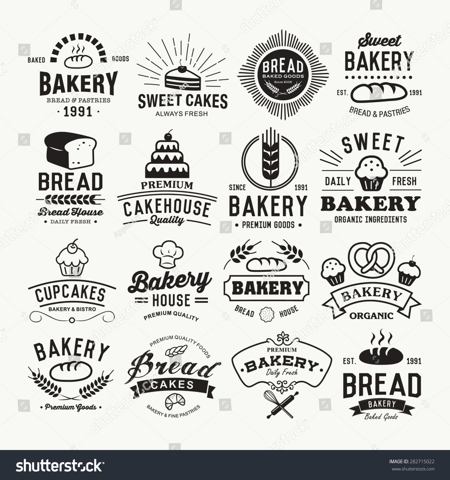 Bakery Logotypes Set Retro Bakery Labels Stock Vector (royalty Free 