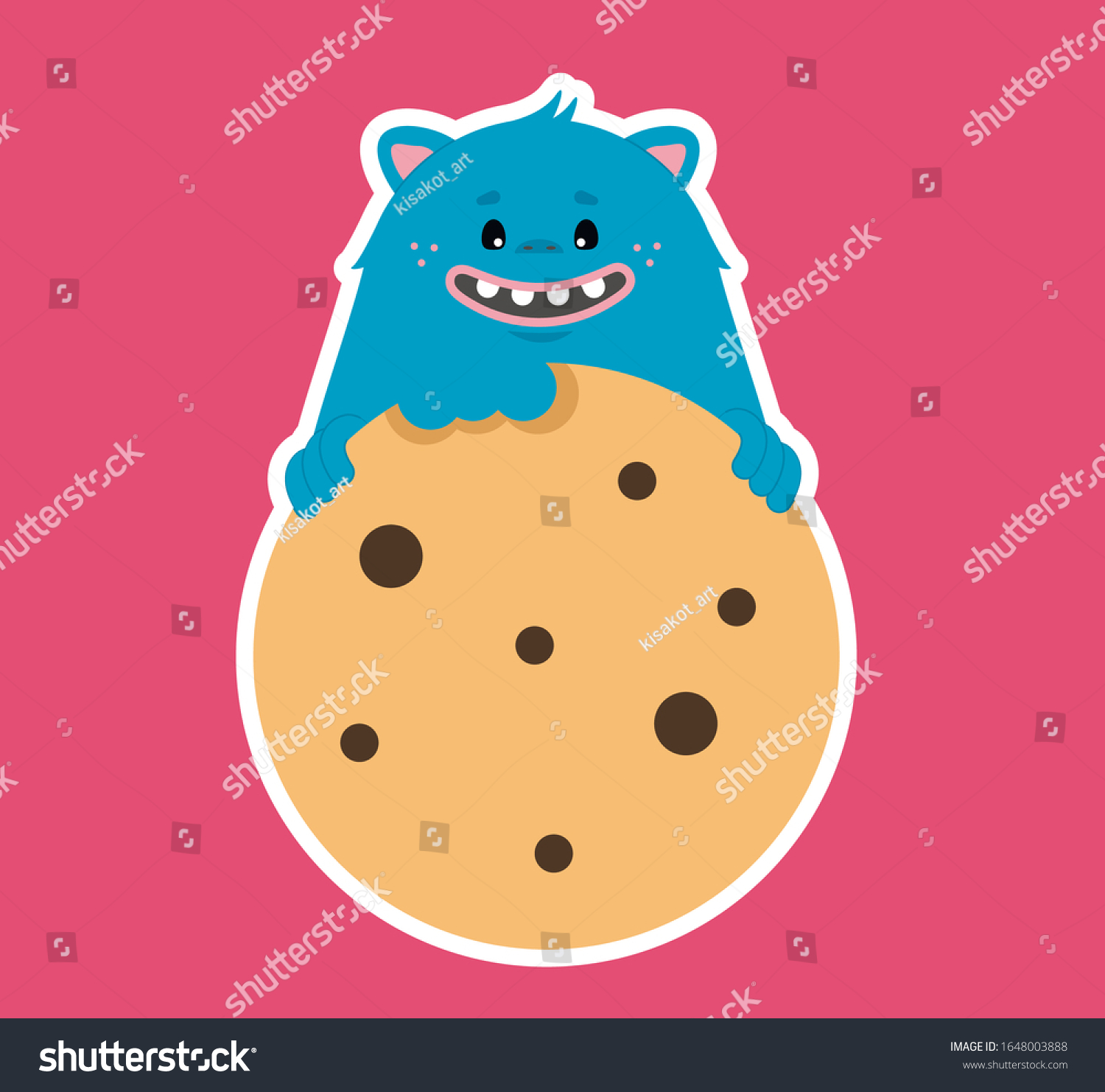 SVG of Bakery shop logo with cookie and happy monster. Gift card svg