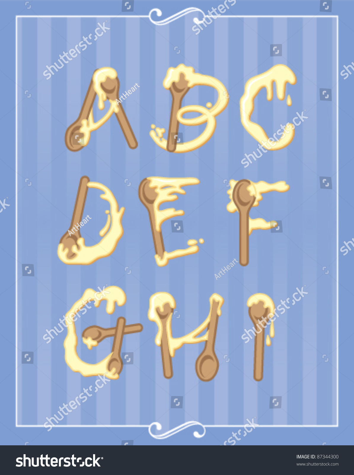 SVG of Baking Alphabet of spoons mixing sticky batter or dough, part 3 of 3 (r - z) svg