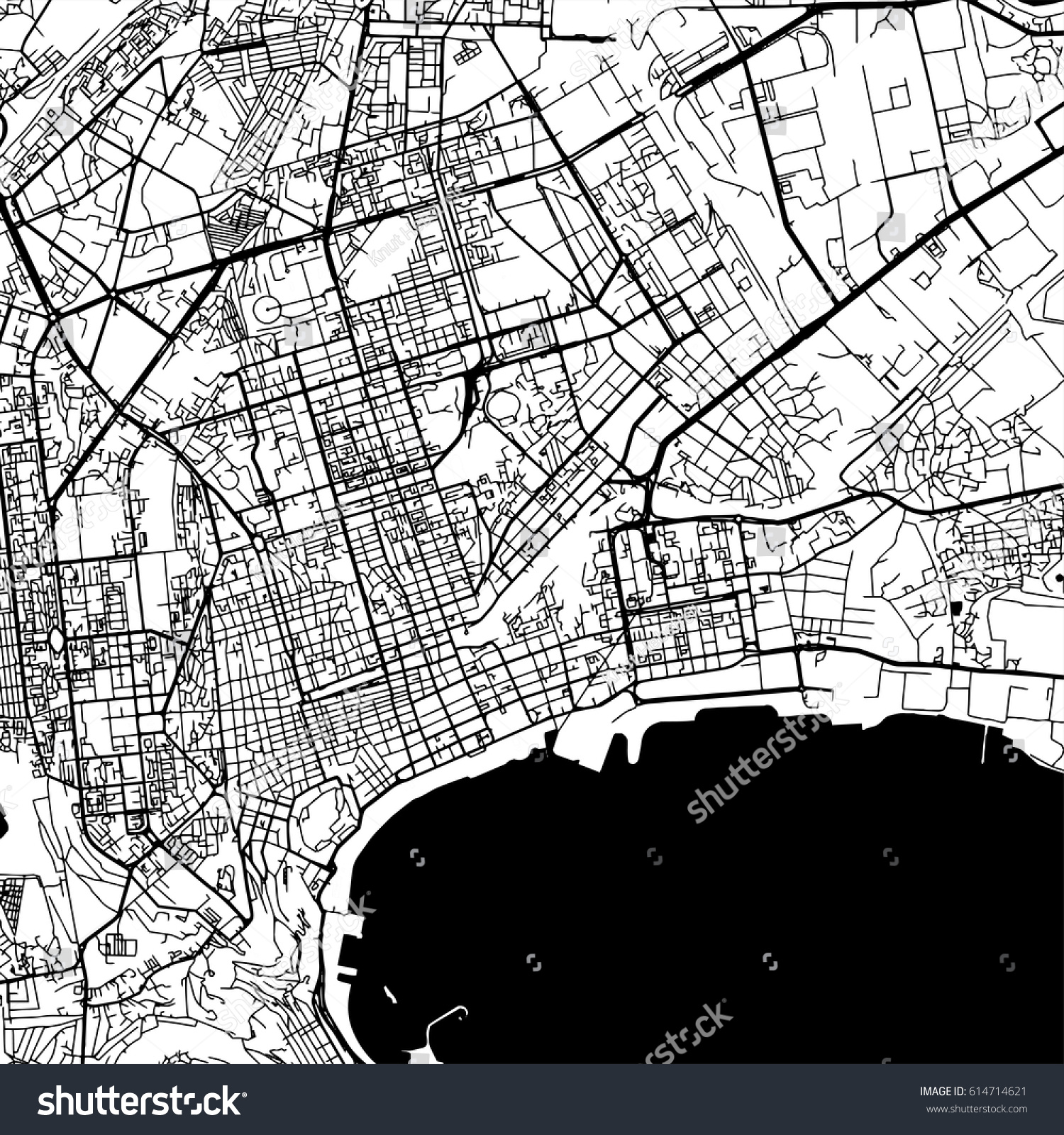 SVG of Baku Azerbaijan Vector Map Monochrome Artprint, Vector Outline Version for Infographic Background, Black Streets and Waterways svg