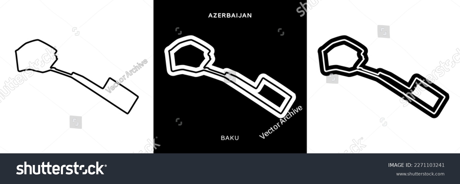 SVG of Baku Street Circuit Vector. Azerbaijan Baku Circuit Race Track Illustration with Editable Stroke. Stock Vector. svg
