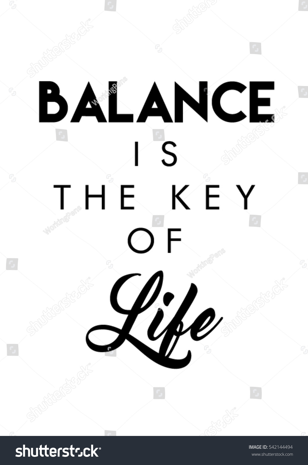 Balance is the key of life quote print in vector Lettering quotes motivation for life