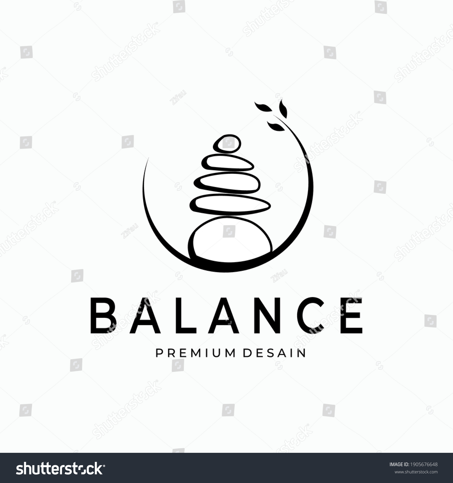 Balance Stone Line Art Logo Vector Stock Vector (Royalty Free) 1905676648