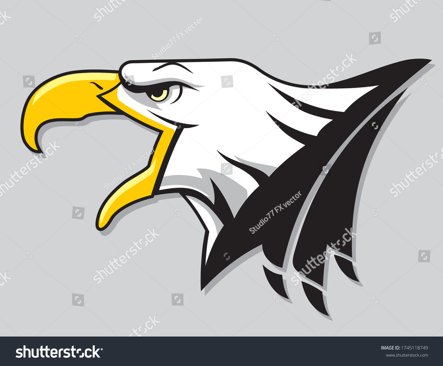 Bald Eagle Badge Side View Head Stock Vector (royalty Free) 1745118749 