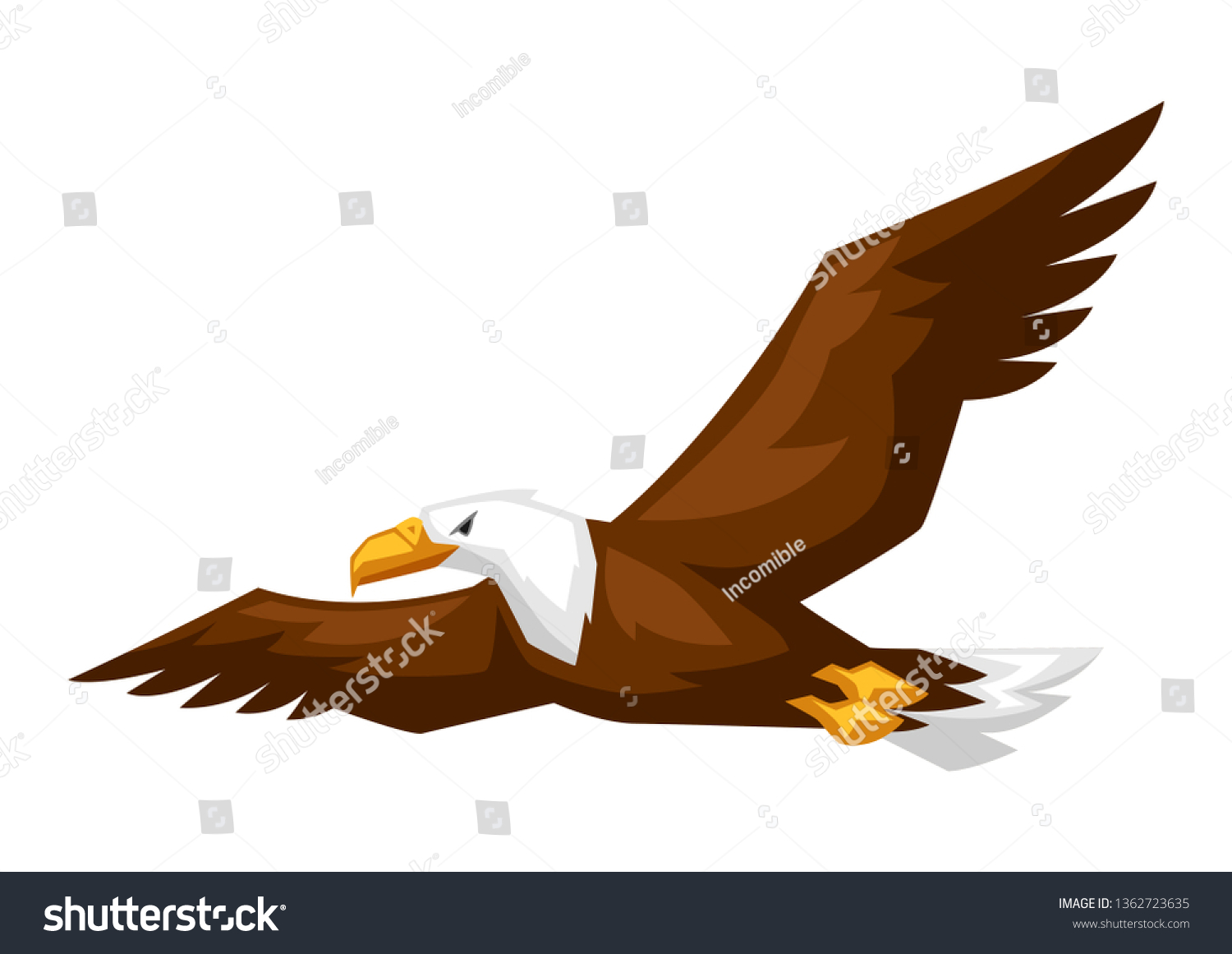 Bald Eagle Cartoon Illustration Bird Flies Stock Vector (Royalty Free ...