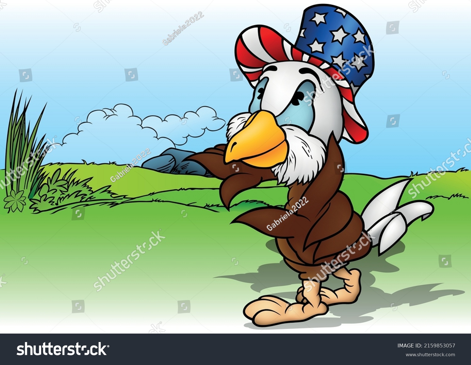 Bald Eagle Blue Eyes Uncle Sam Stock Vector (royalty Free) 2159853057 