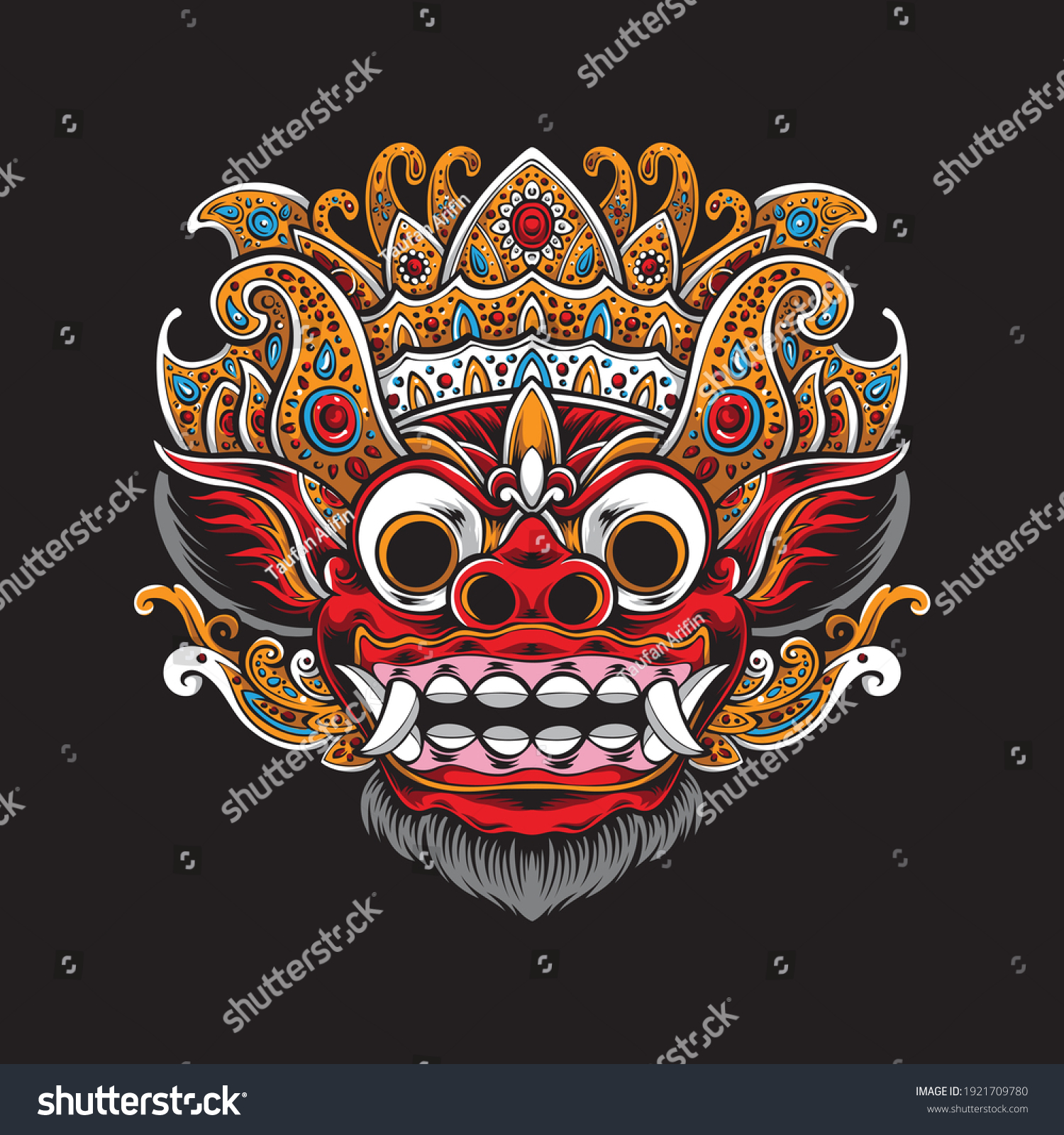 Balinese Barong Mask Vector Illustration Stock Vector (Royalty Free ...