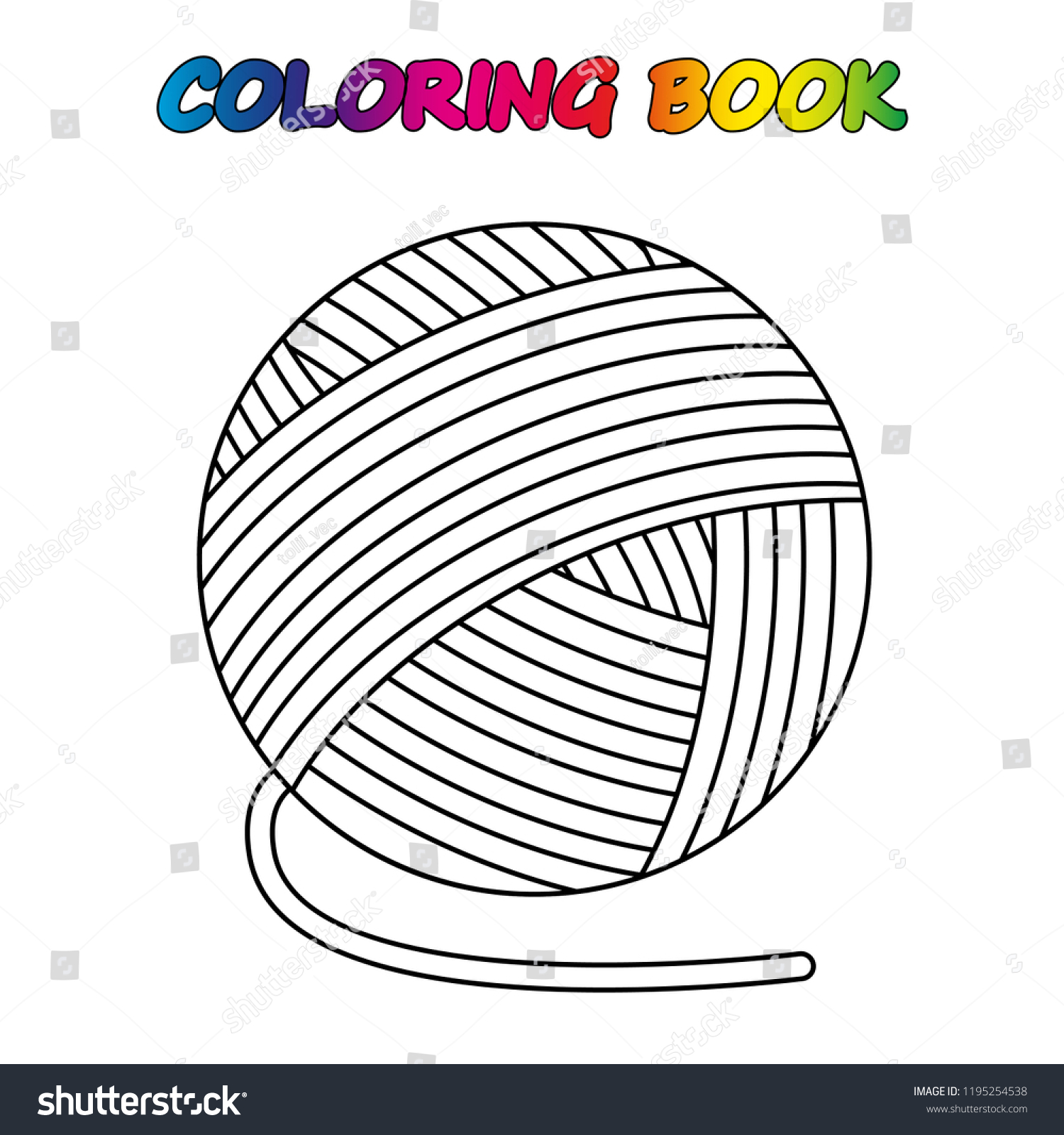 Download Vektor Stok Ball Yarn Coloring Page Worksheet Game Tanpa Royalti 1195254538