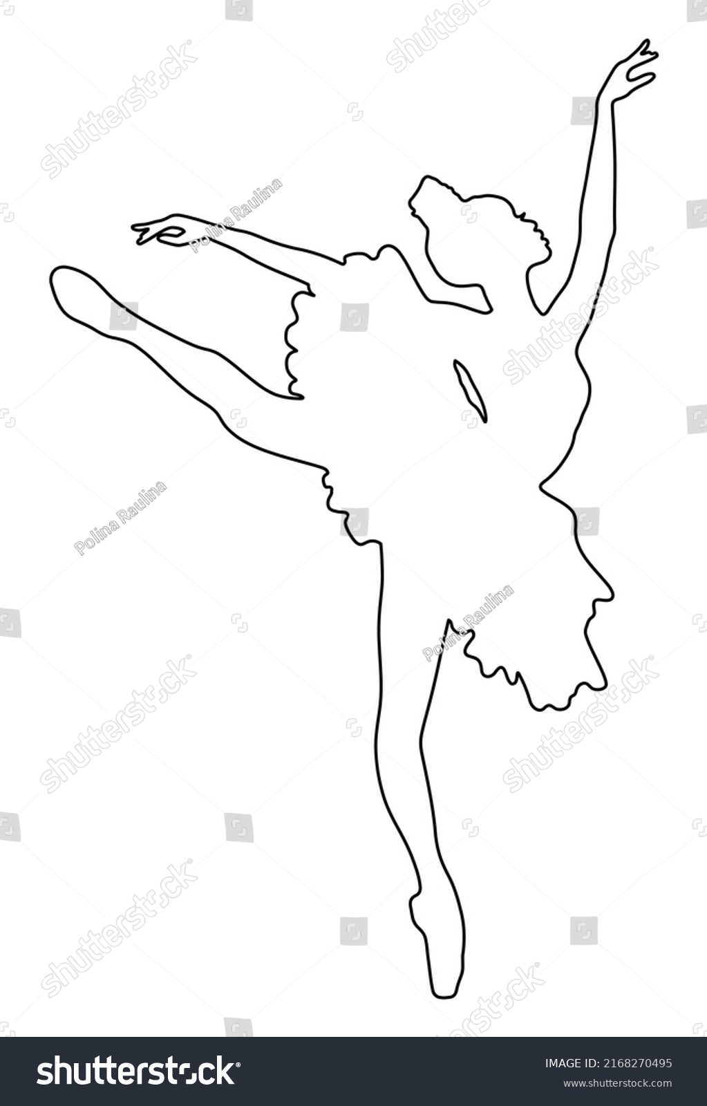 Ballerina Dancing Outline Contour Vector Silhouette Stock Vector