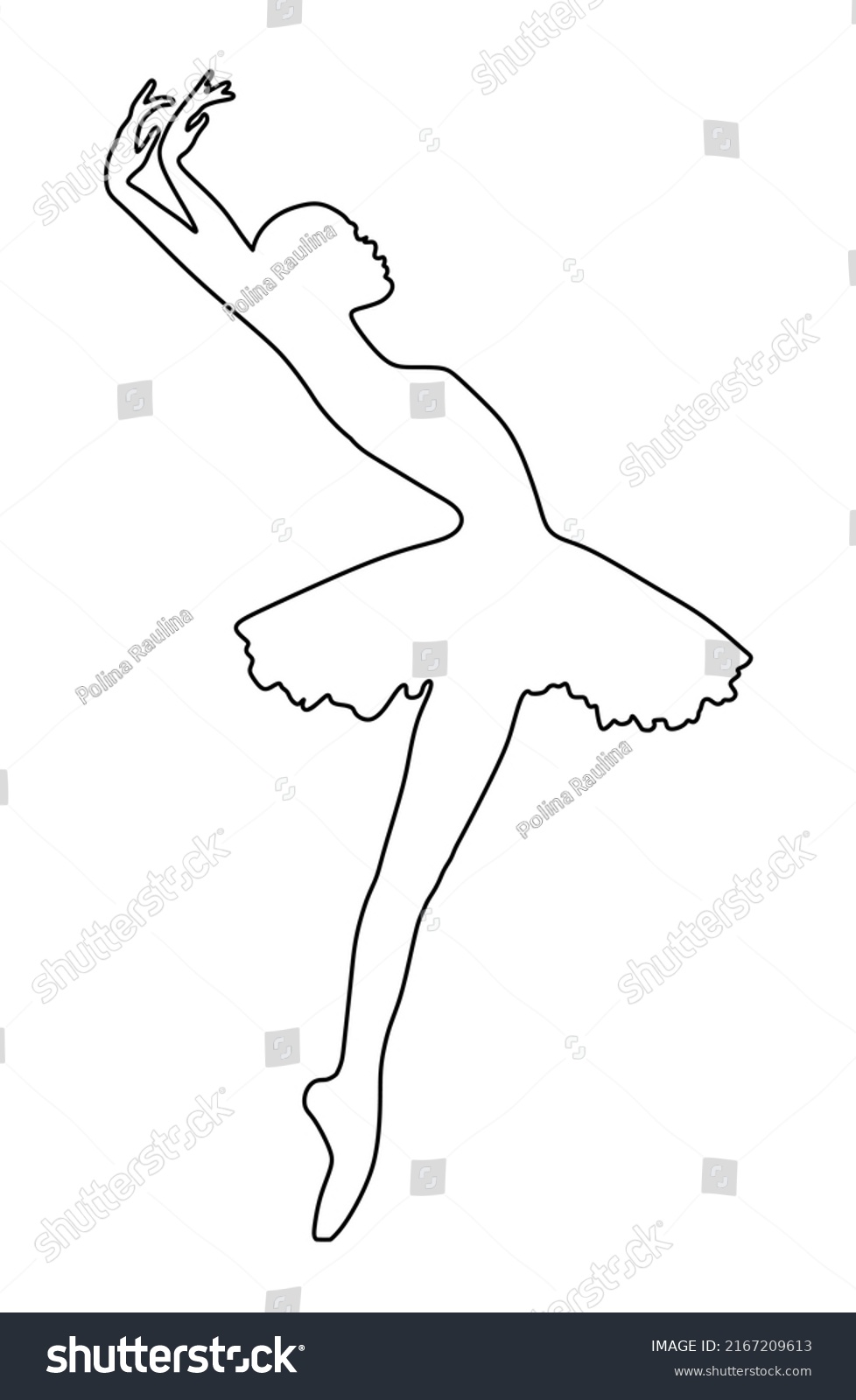 Ballerina Dancing Outline Line Vector Silhouetteblack Stock Vector 