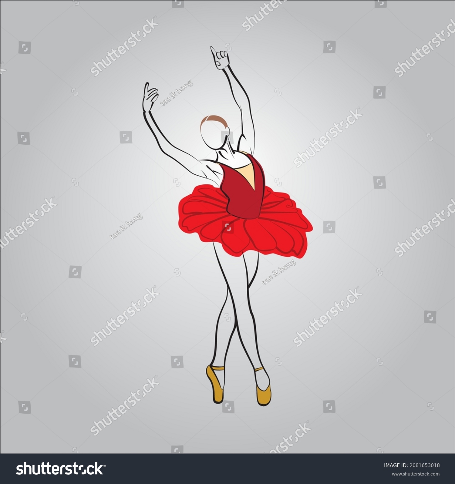 Ballerina Vector Illustration Line Art Stock Vector (Royalty Free ...