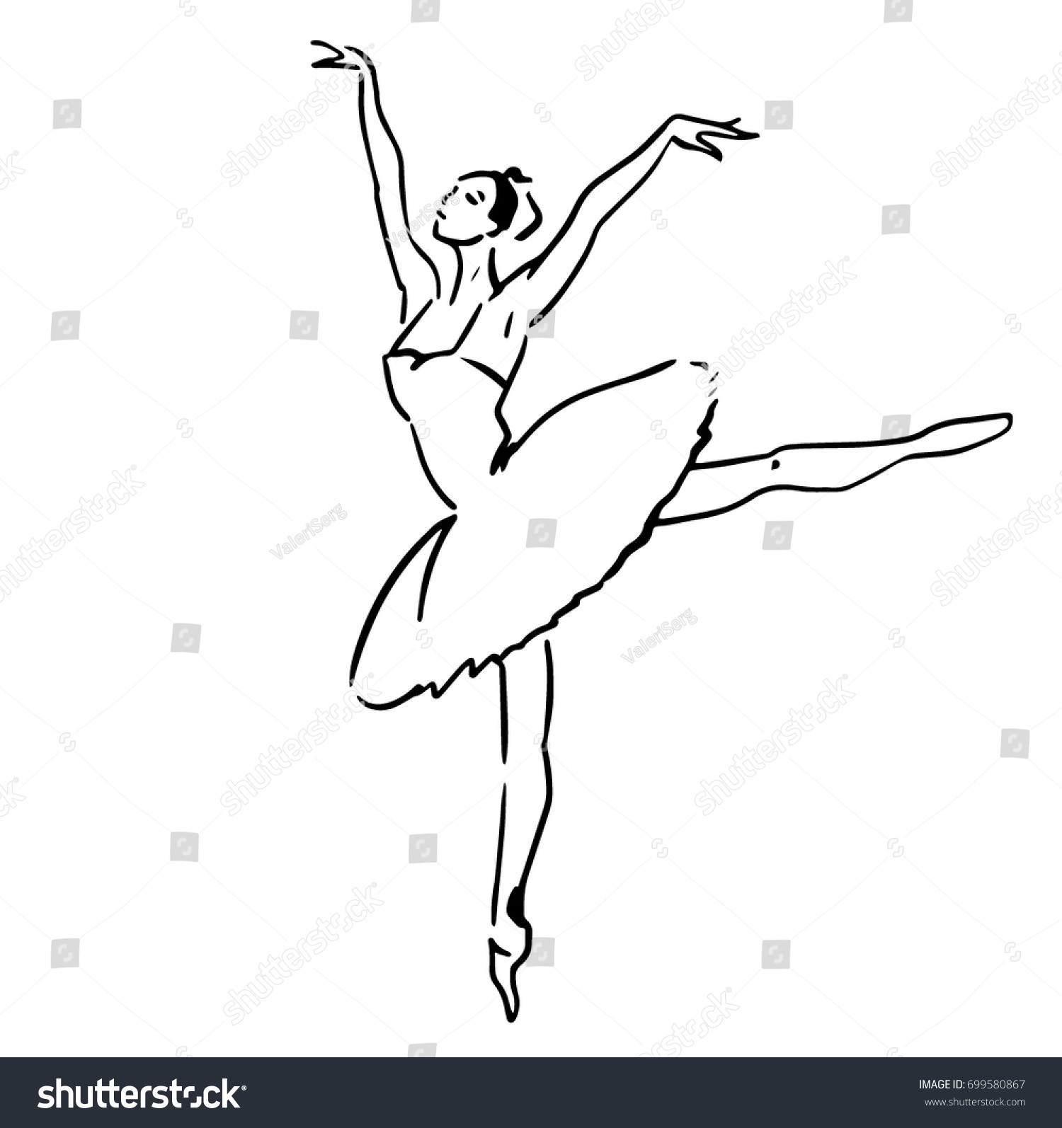 Ballerina Vector Sketch Ballet Dancer Dressed Stock Vector 699580867 ...