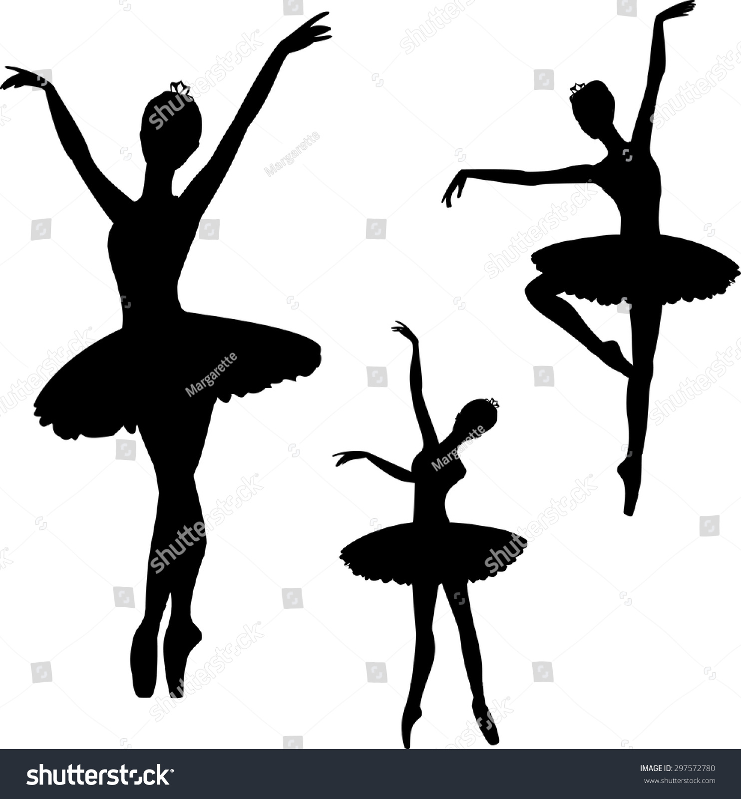 Ballerinas Silhouettes Set Isolated On White Stock Vector Royalty Free 297572780 Shutterstock 0976