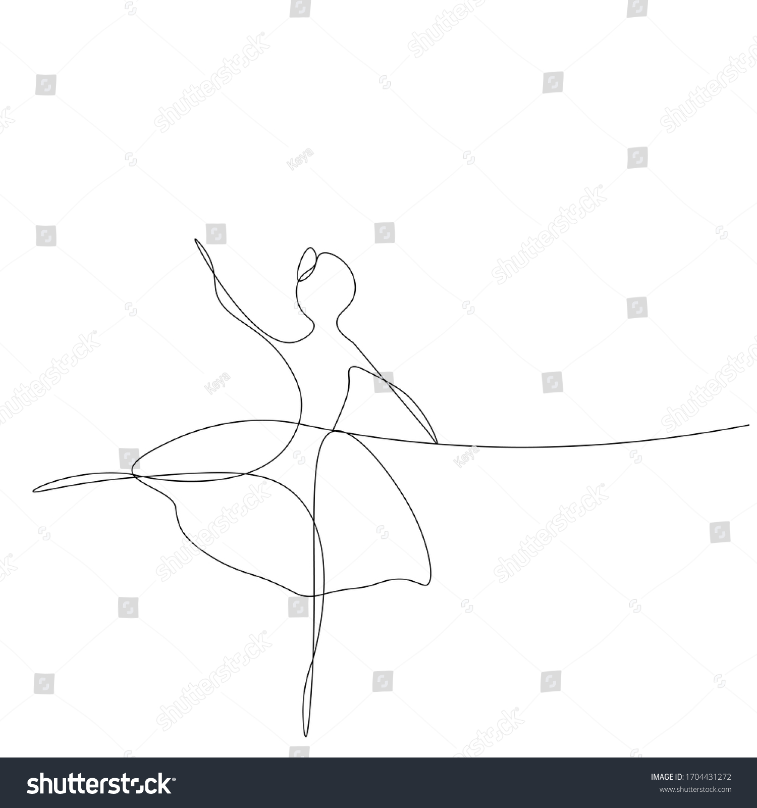 Ballet Dancer One Line Drawing Vector: เวกเตอร์สต็อก (ปลอดค่าลิขสิทธิ์