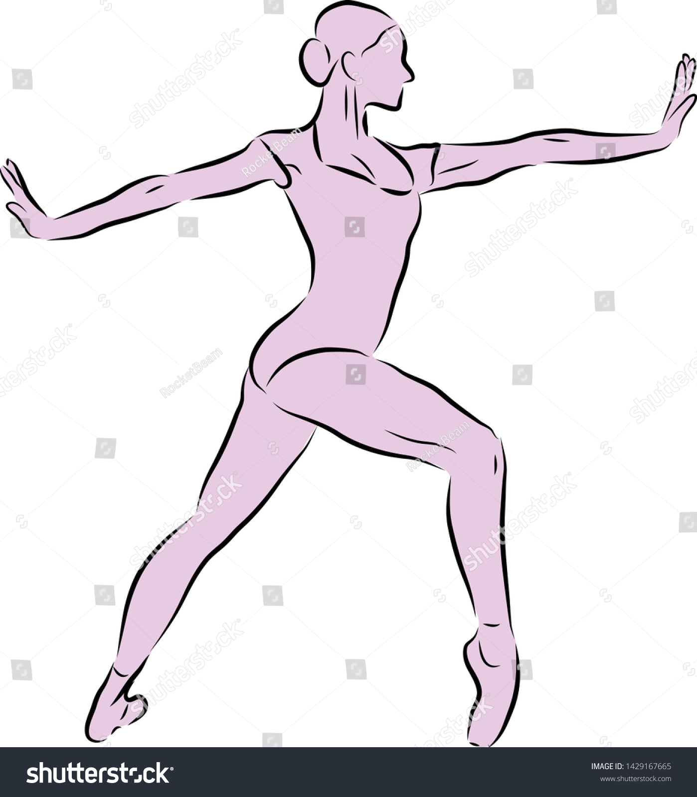 Ballet Dancer Vector Drawing Silhouette Stock Vector (Royalty Free
