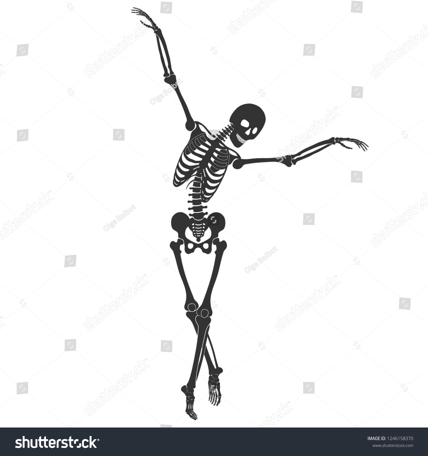 Ballet Skeleton Silhouette Isolated Stock Vector (Royalty Free)