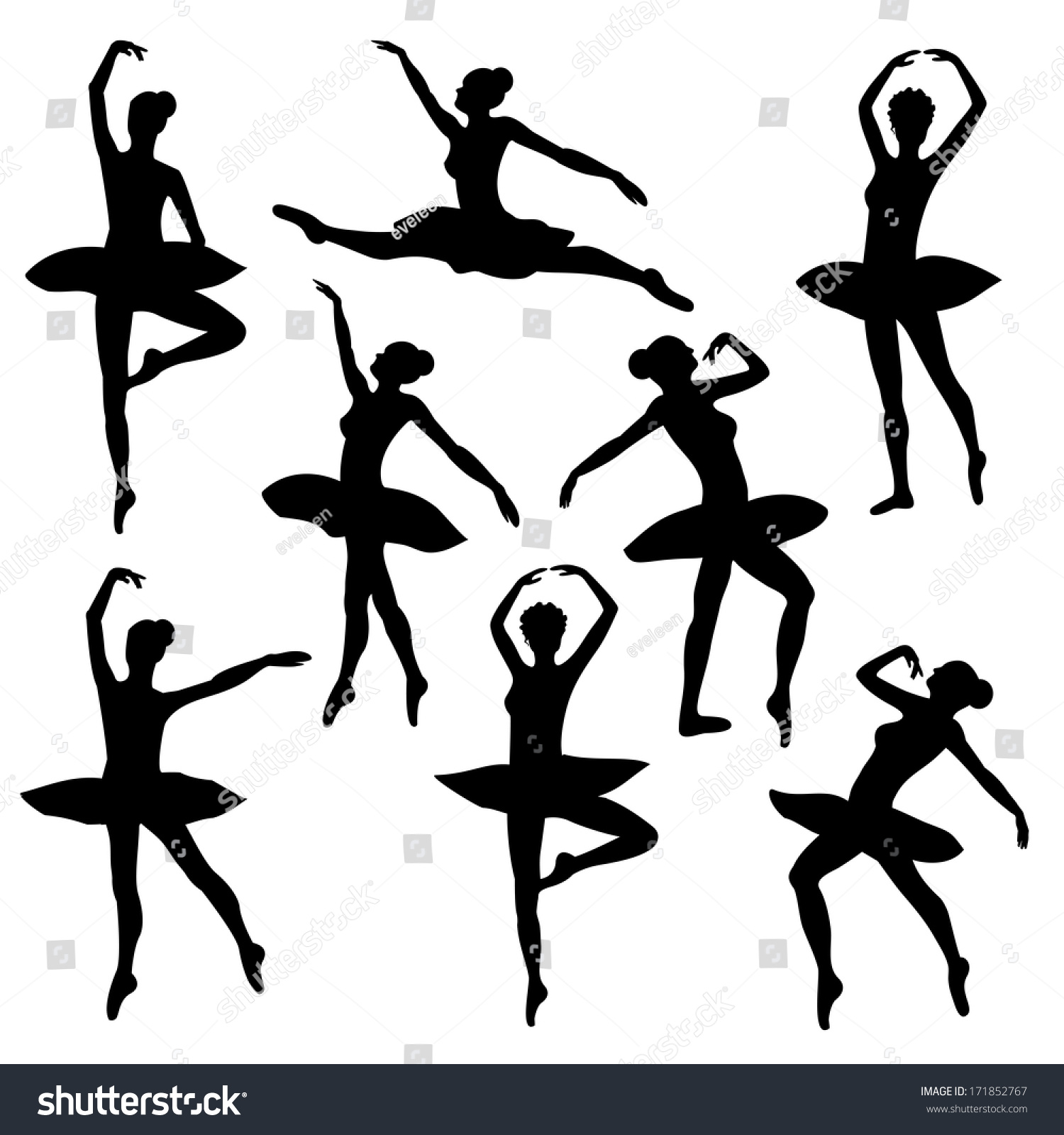 Ballet Silhouette Ballerina Dancer Figure Stock Vector 171852767 ...