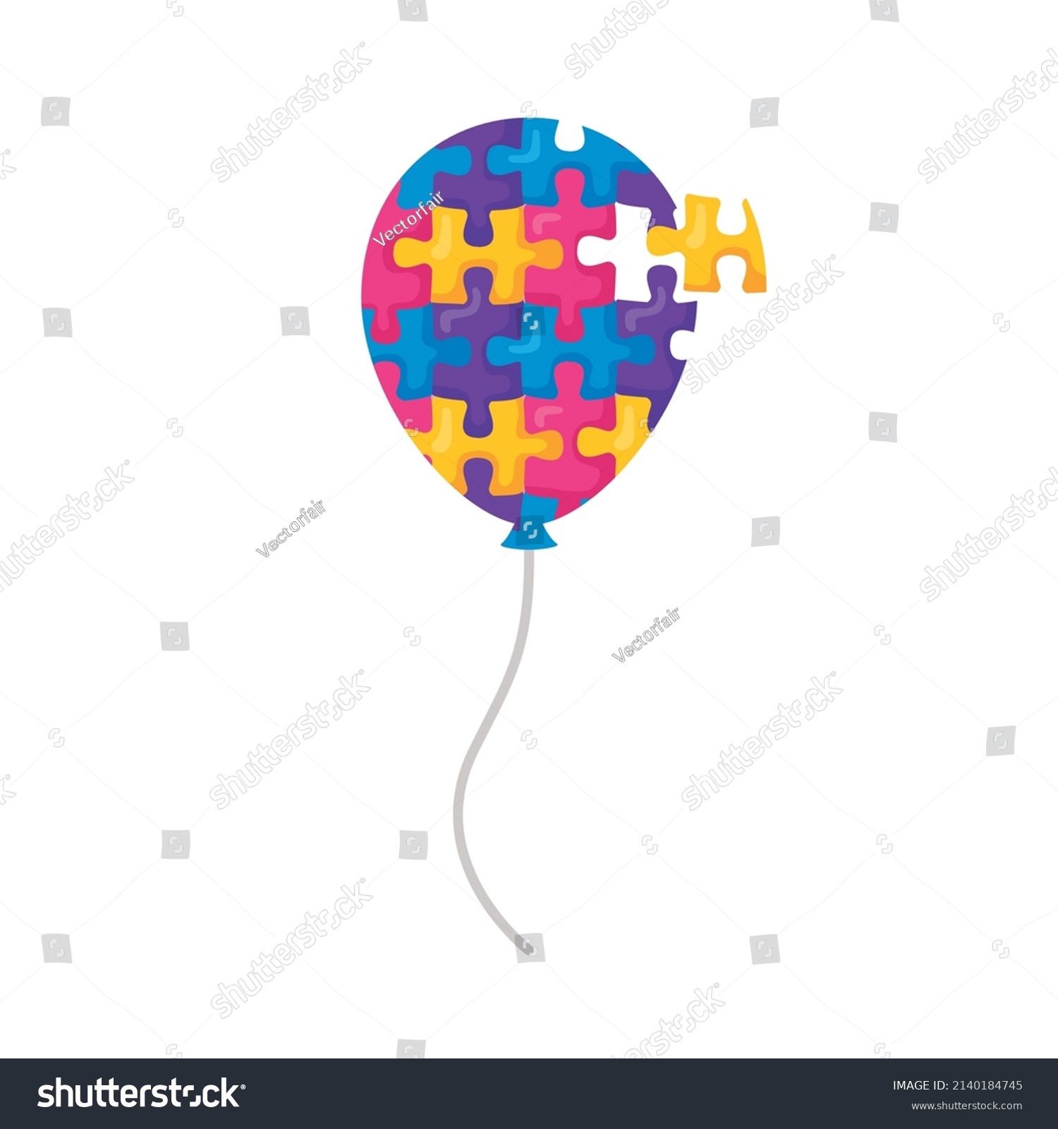 Balloon Helium Puzzle Pieces Icon Stock Vector Royalty Free 2140184745 Shutterstock