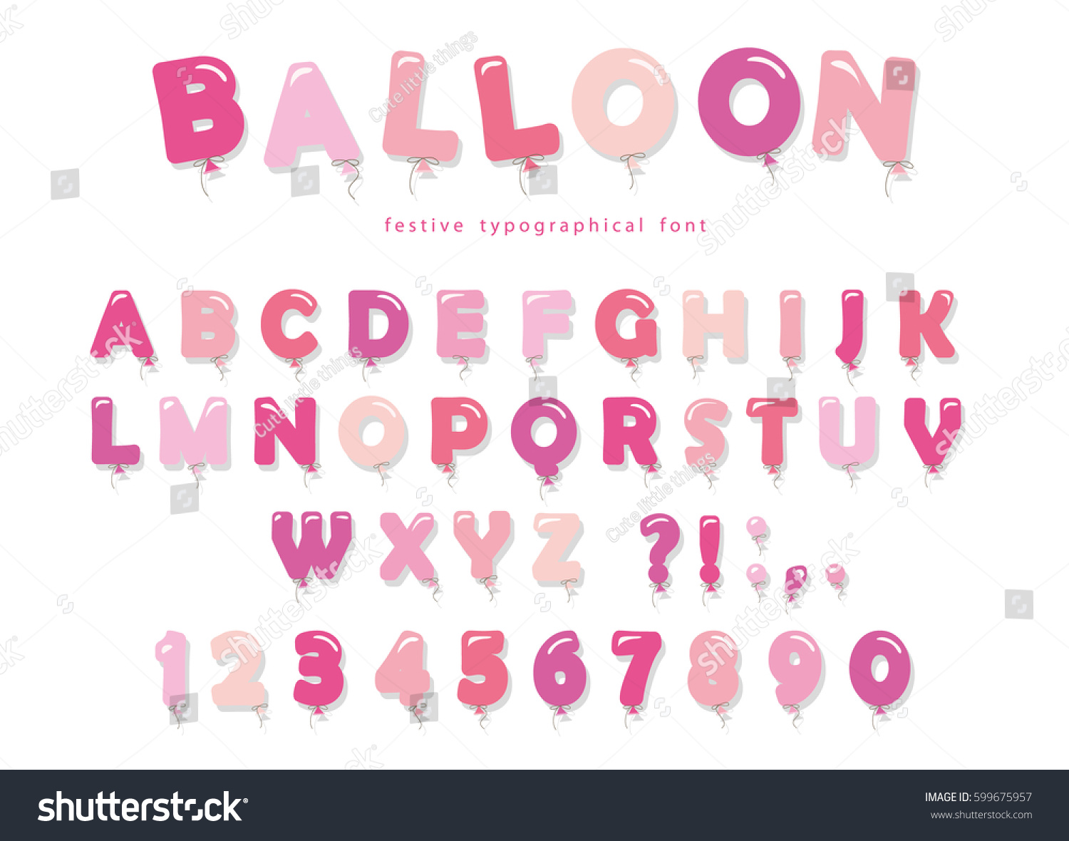 Balloon Pink Font Cute Abc Letters Stock Vector Royalty Free