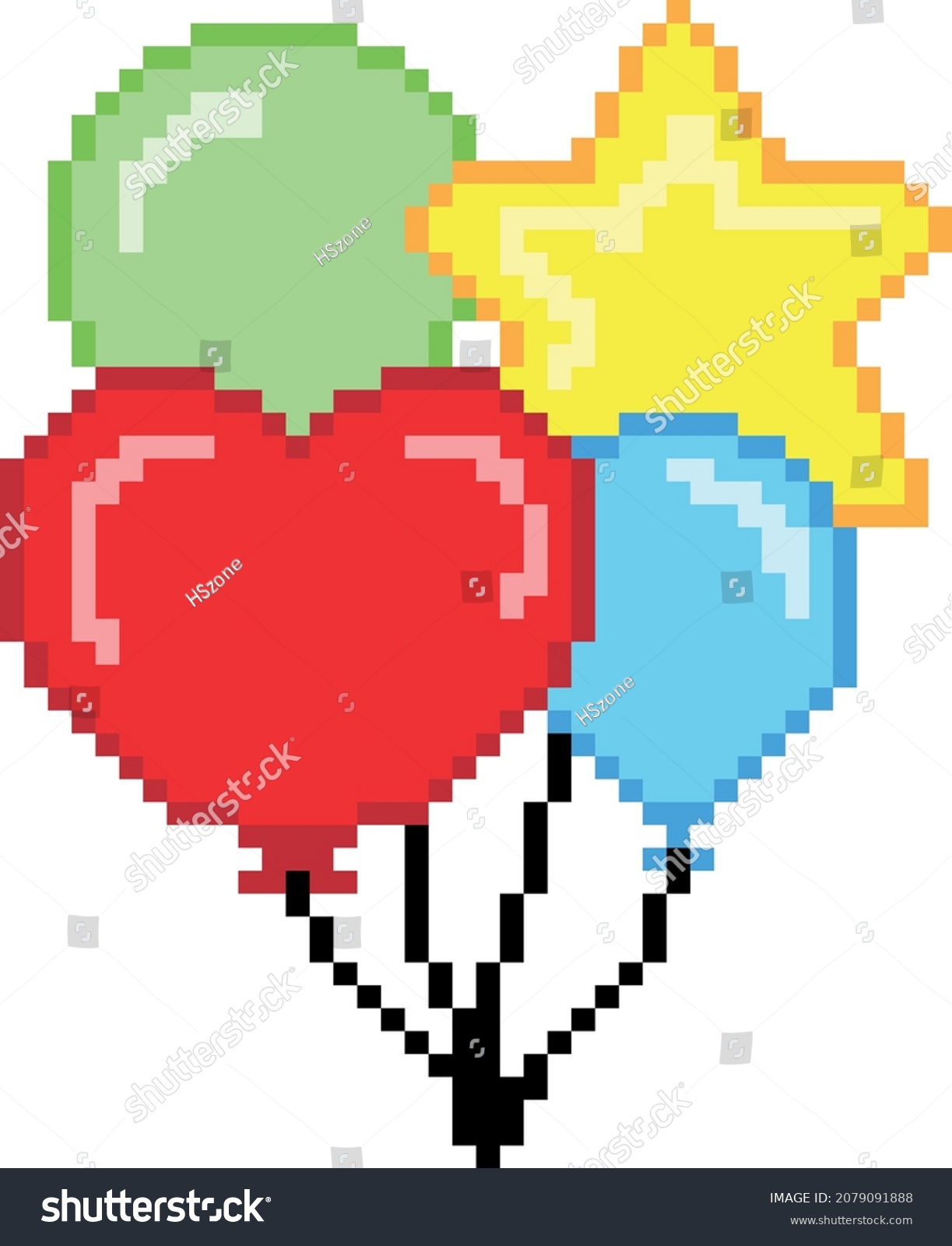 Balloon Pixel Art Isolated On White Stock Vector (Royalty Free ...