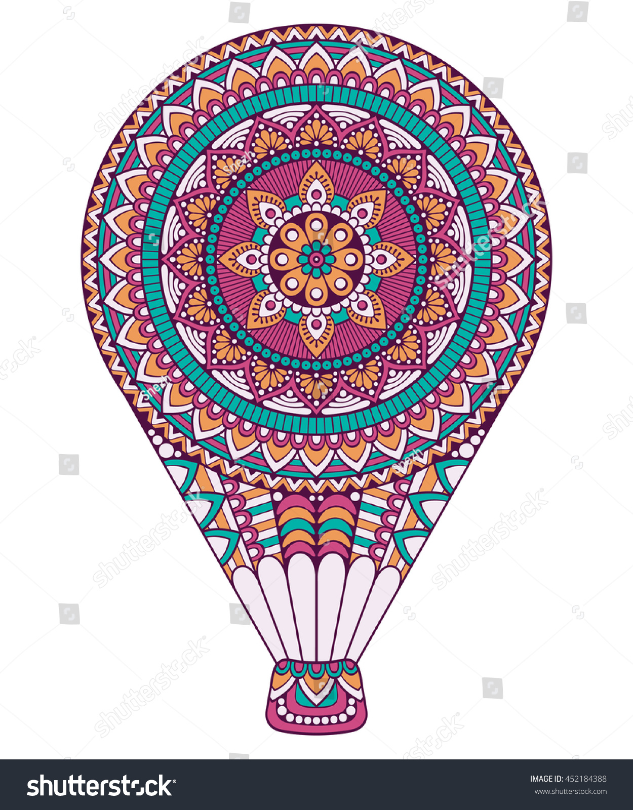 balloon with Mandala. Vintage decorative elements. Oriental pattern, vector illustration. Islam, Arabic, Indian, turkish, pakistan, chinese, ottoman motifs