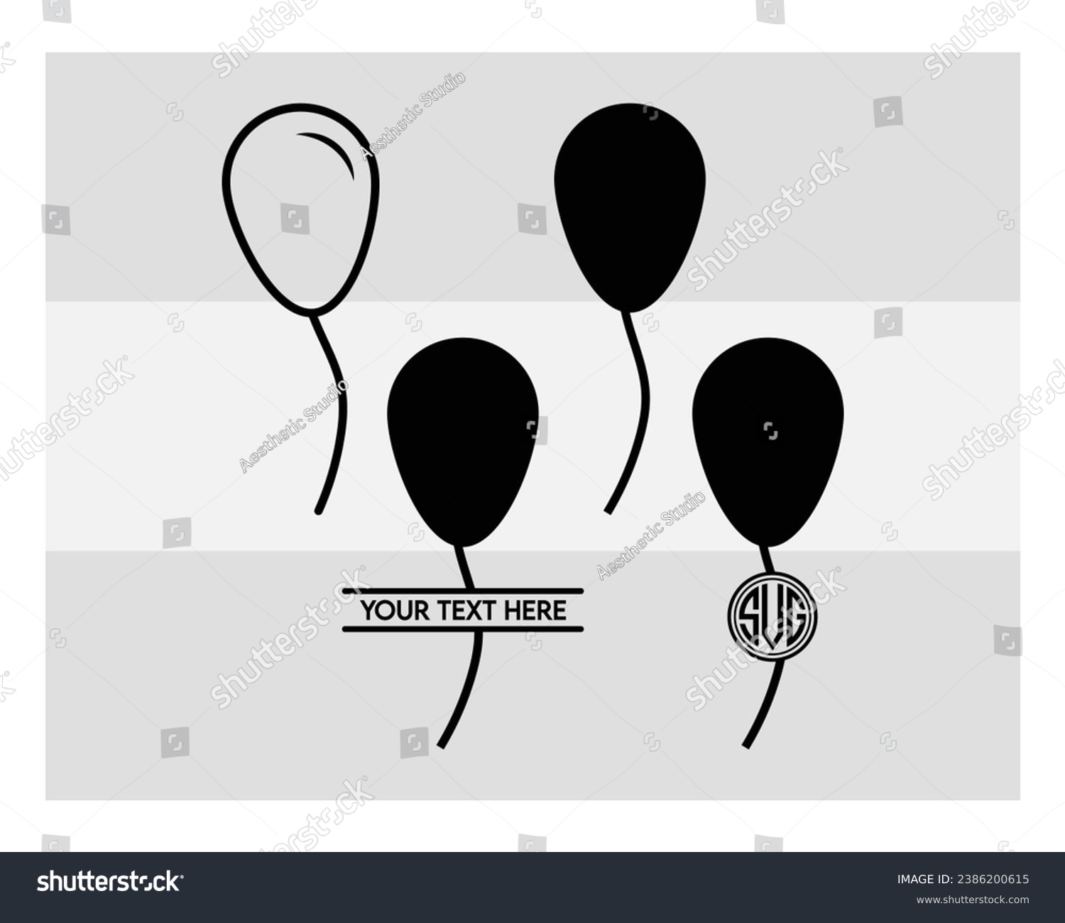 SVG of Balloons,  Balloons Silhouette, Happy Birthday, celebrate, celebration png, party, Balloon Vector, valentines day, Eps svg